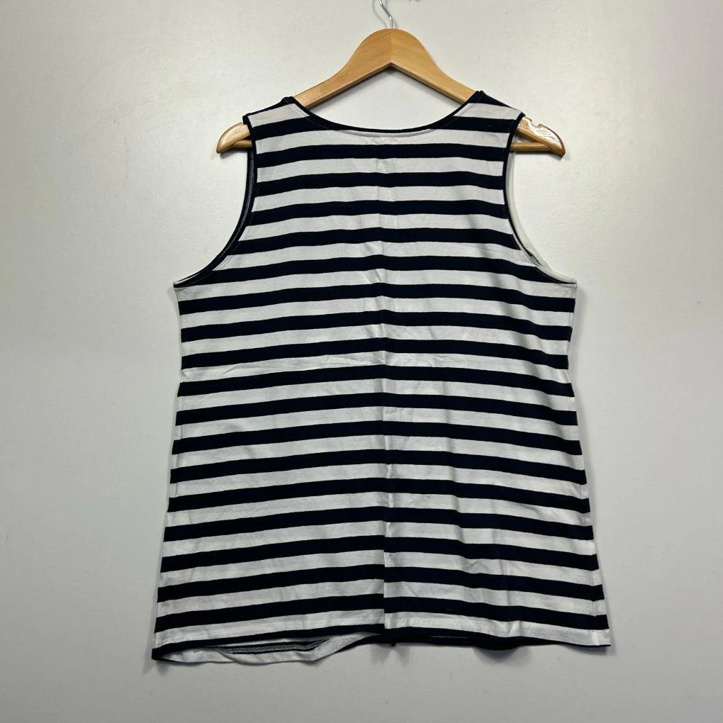 Autograph Navy White Cotton Stripe Singlet - Size 18 - Image 3