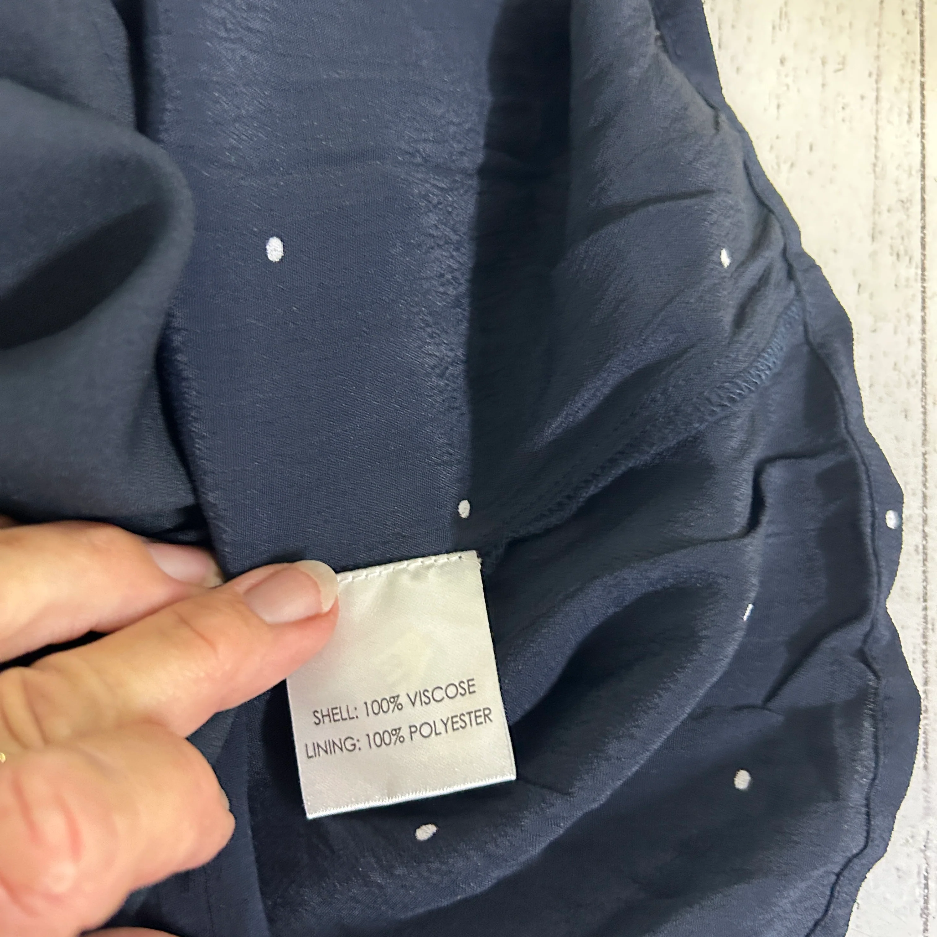 Autograph Navy White Spot Midi Skirt - Size 26 - Image 4