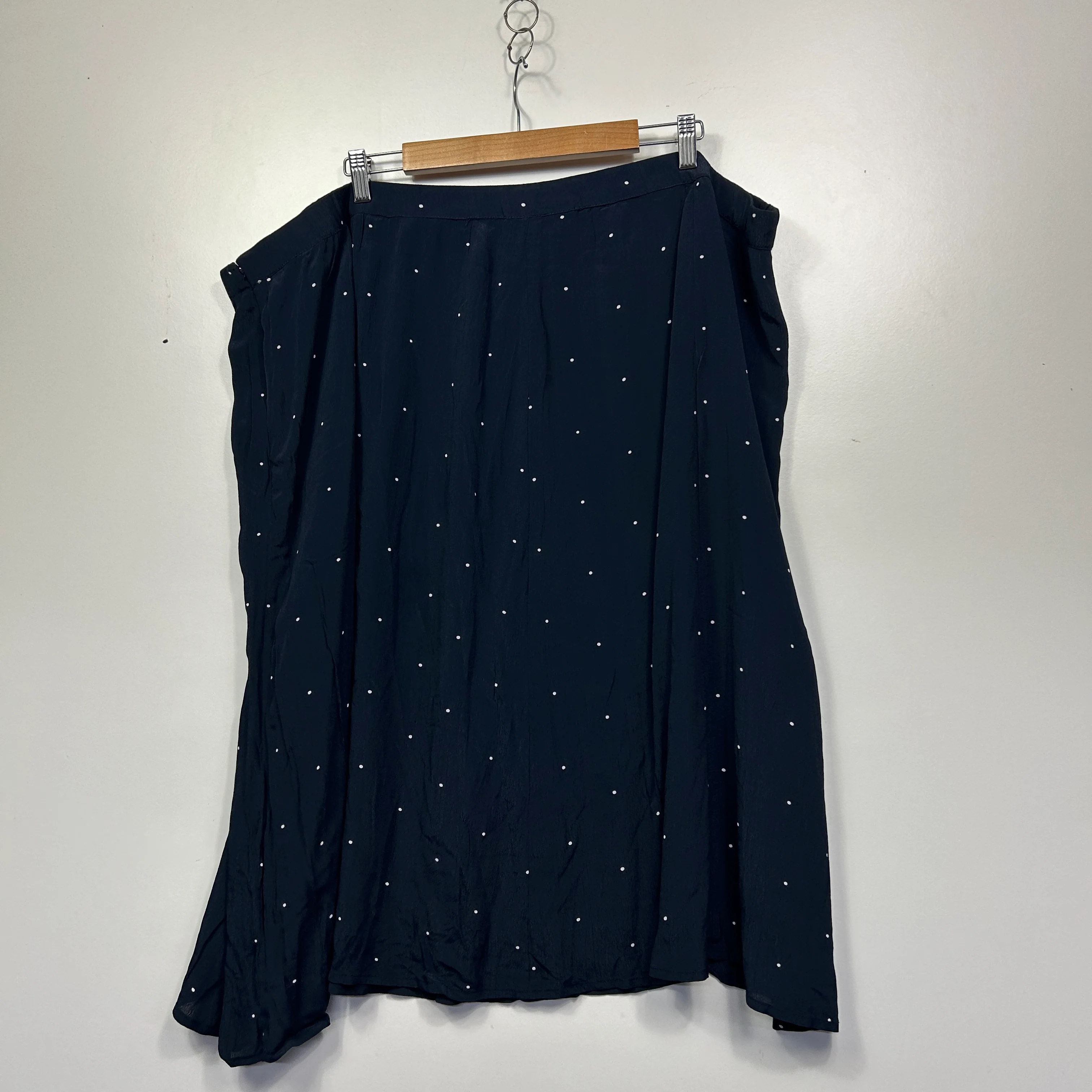 Autograph Navy White Spot Midi Skirt - Size 26 - Image 5