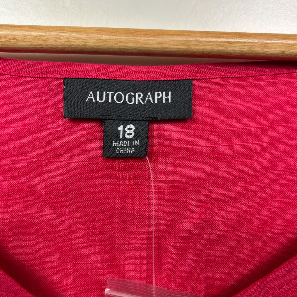 Autograph Pink Linen Tiered Top - Size 18 - Image 2