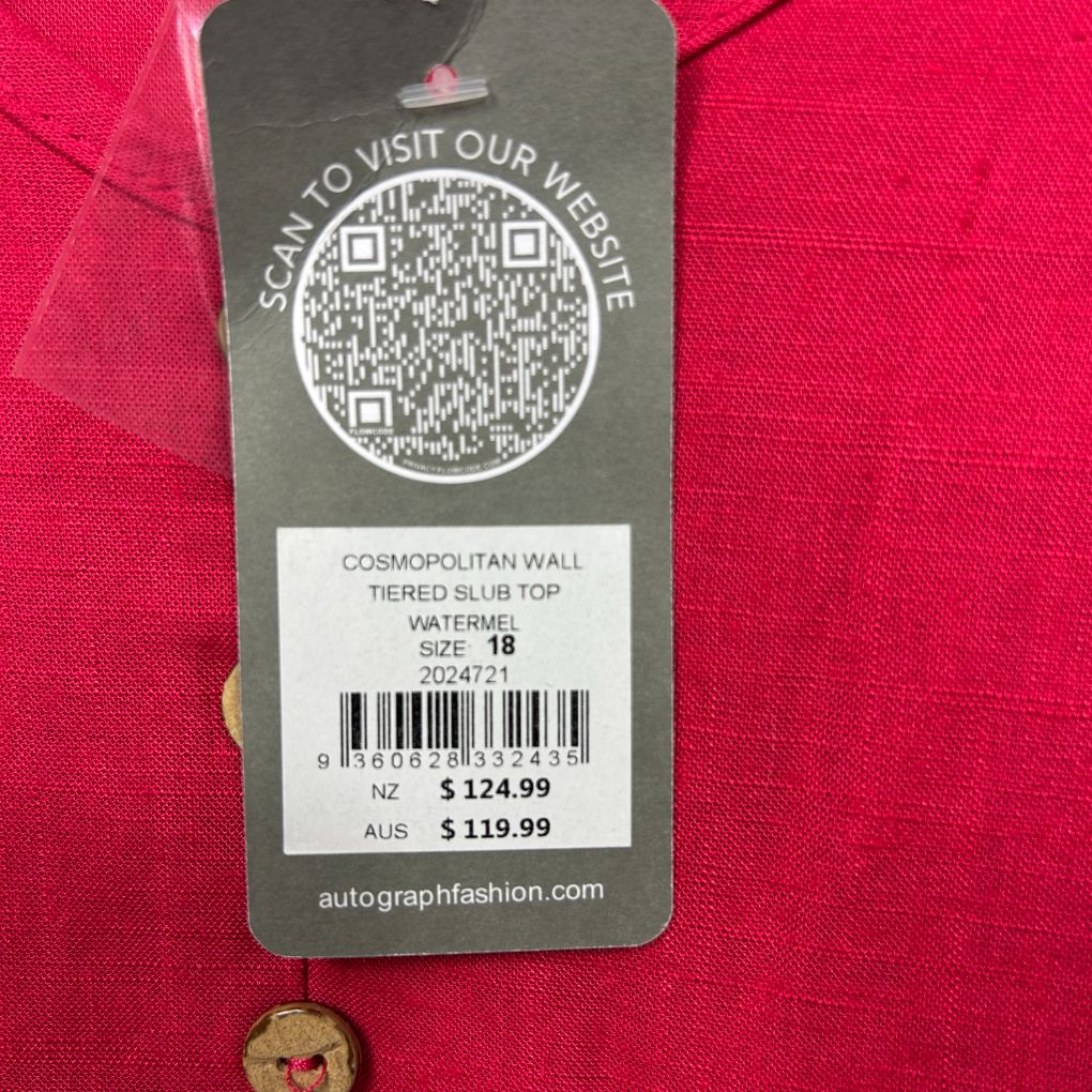 Autograph Pink Linen Tiered Top - Size 18 - Image 3