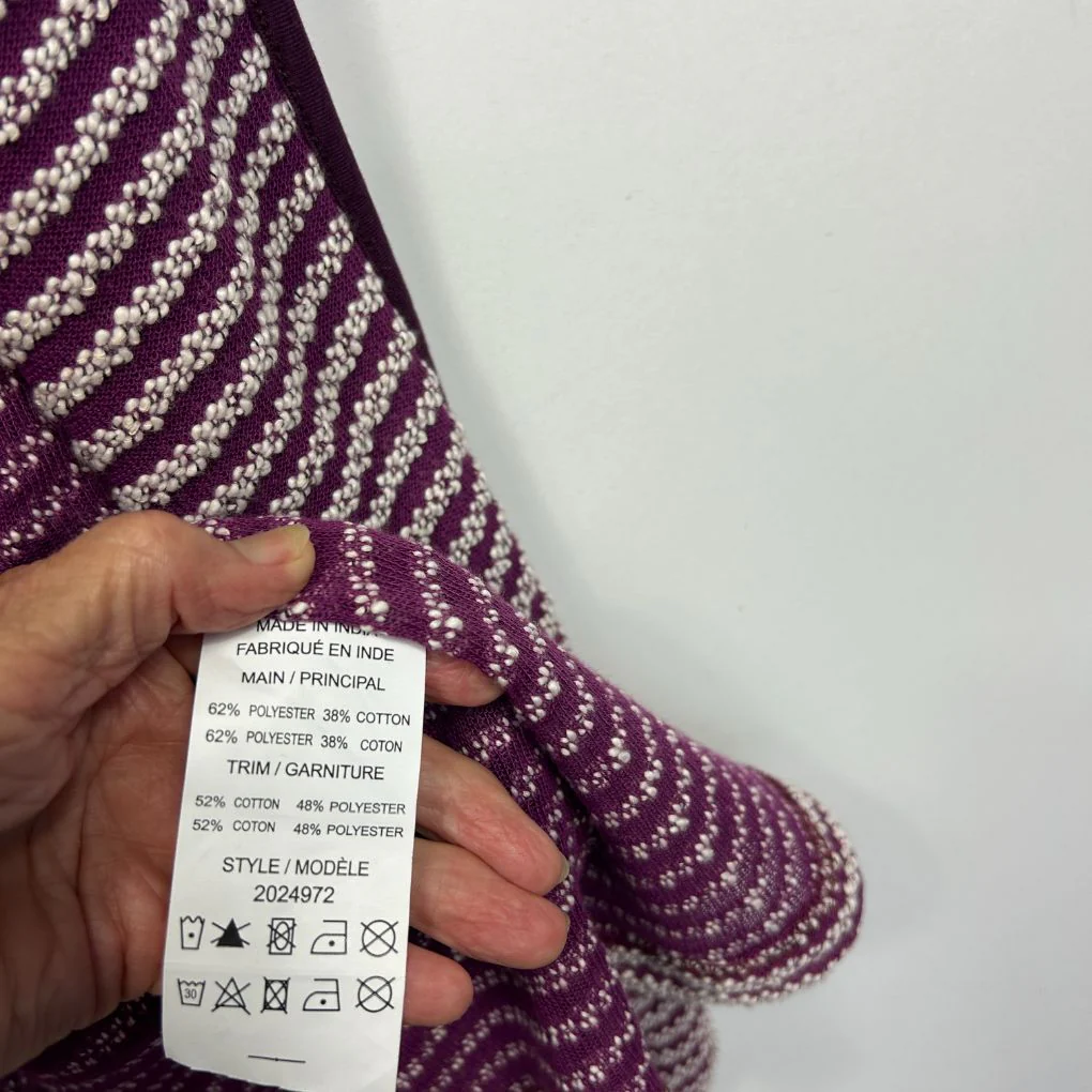 Autograph Purple Striped Knit Cardigan - Size 18/M - Image 4