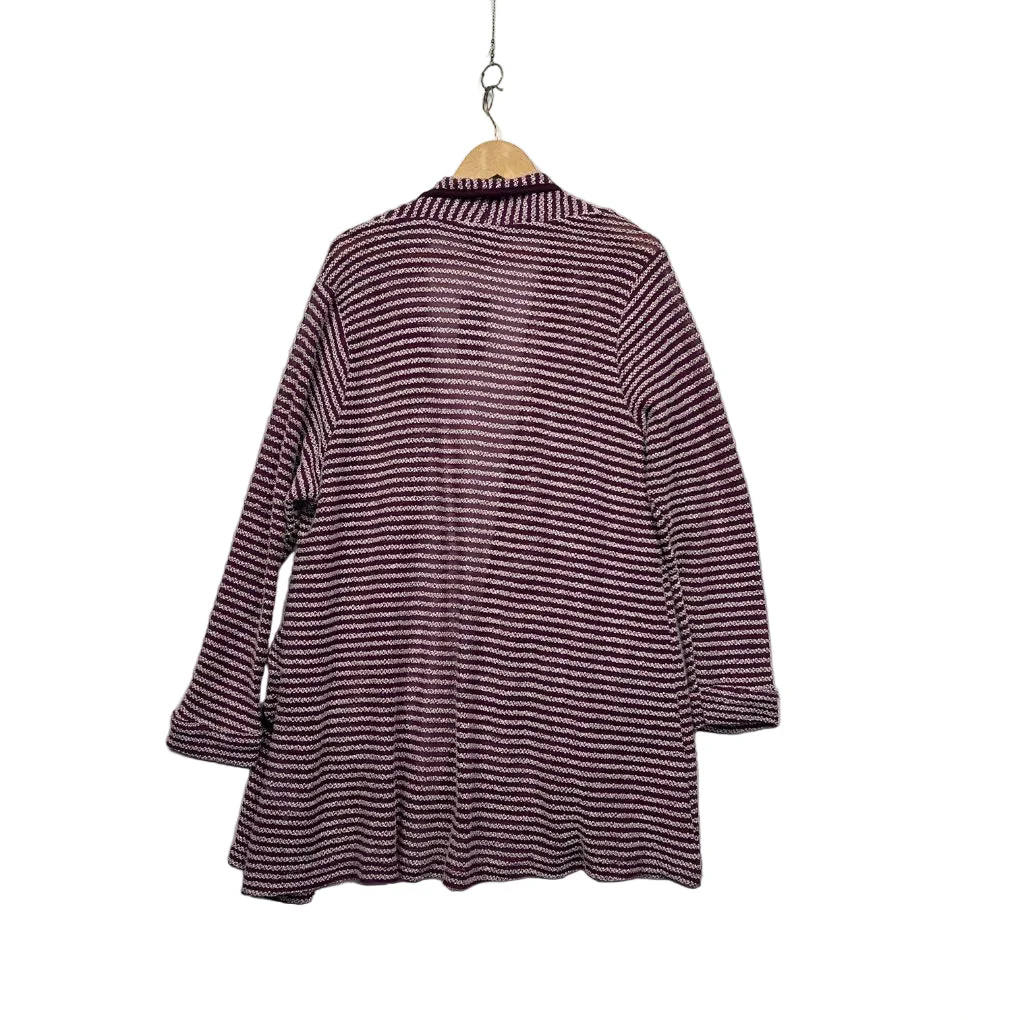 Autograph Purple Striped Knit Cardigan - Size 18/M - Image 5