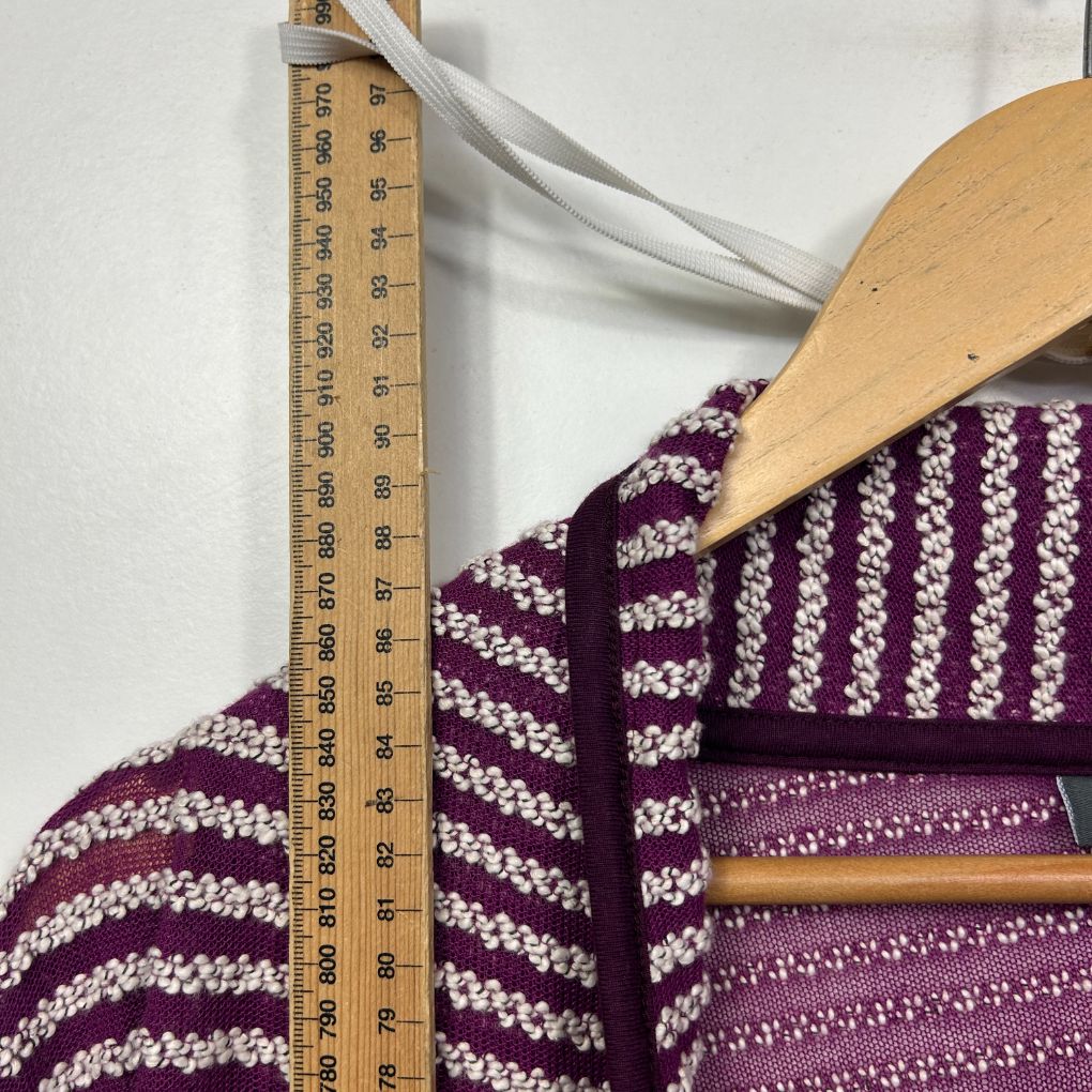 Autograph Purple Striped Knit Cardigan - Size 18/M - Image 8