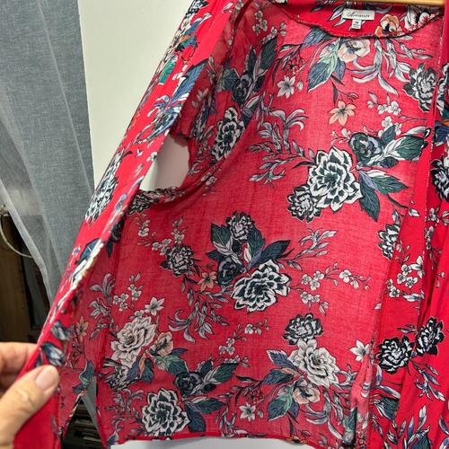 Autograph Red Floral Print Kimono - Size 14 - Image 5
