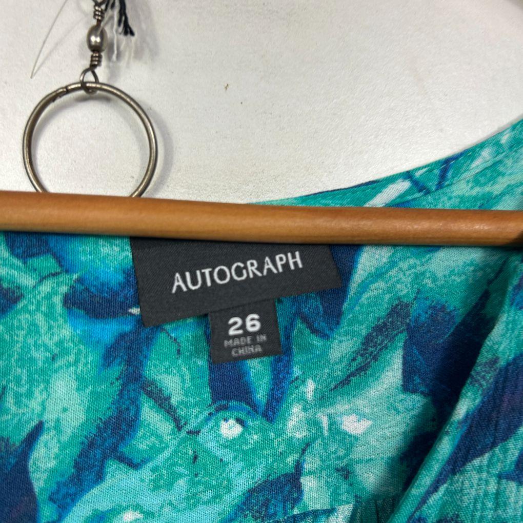 Autograph Teal Abstract Print Dress - Size 26 - Image 3
