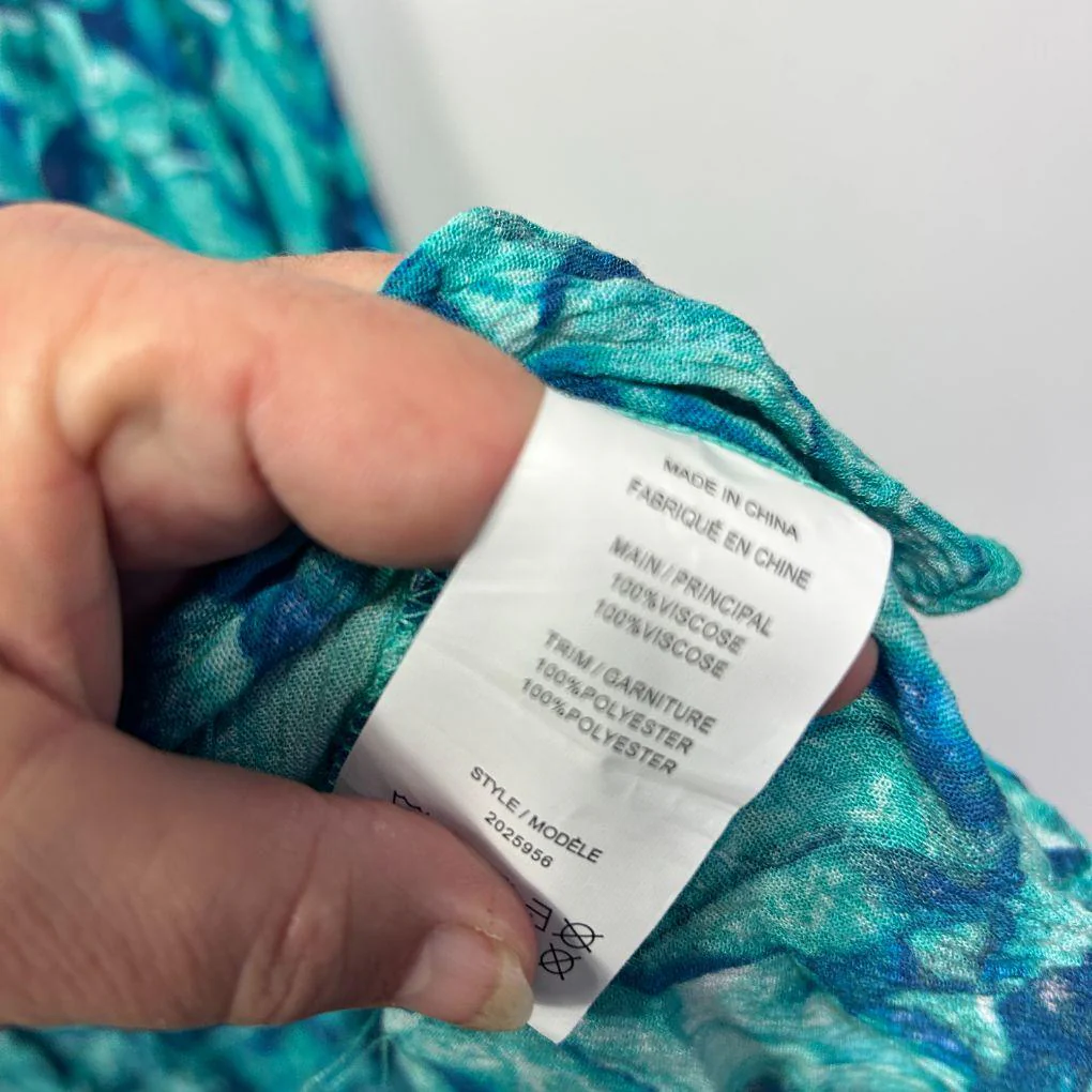 Autograph Teal Abstract Print Dress - Size 26 - Image 6