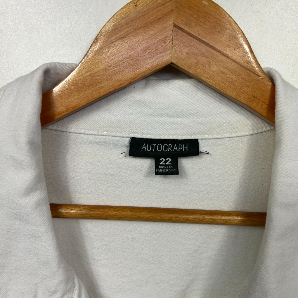 Autograph White Cotton Cropped Denim Jacket - Size 22 - Image 2