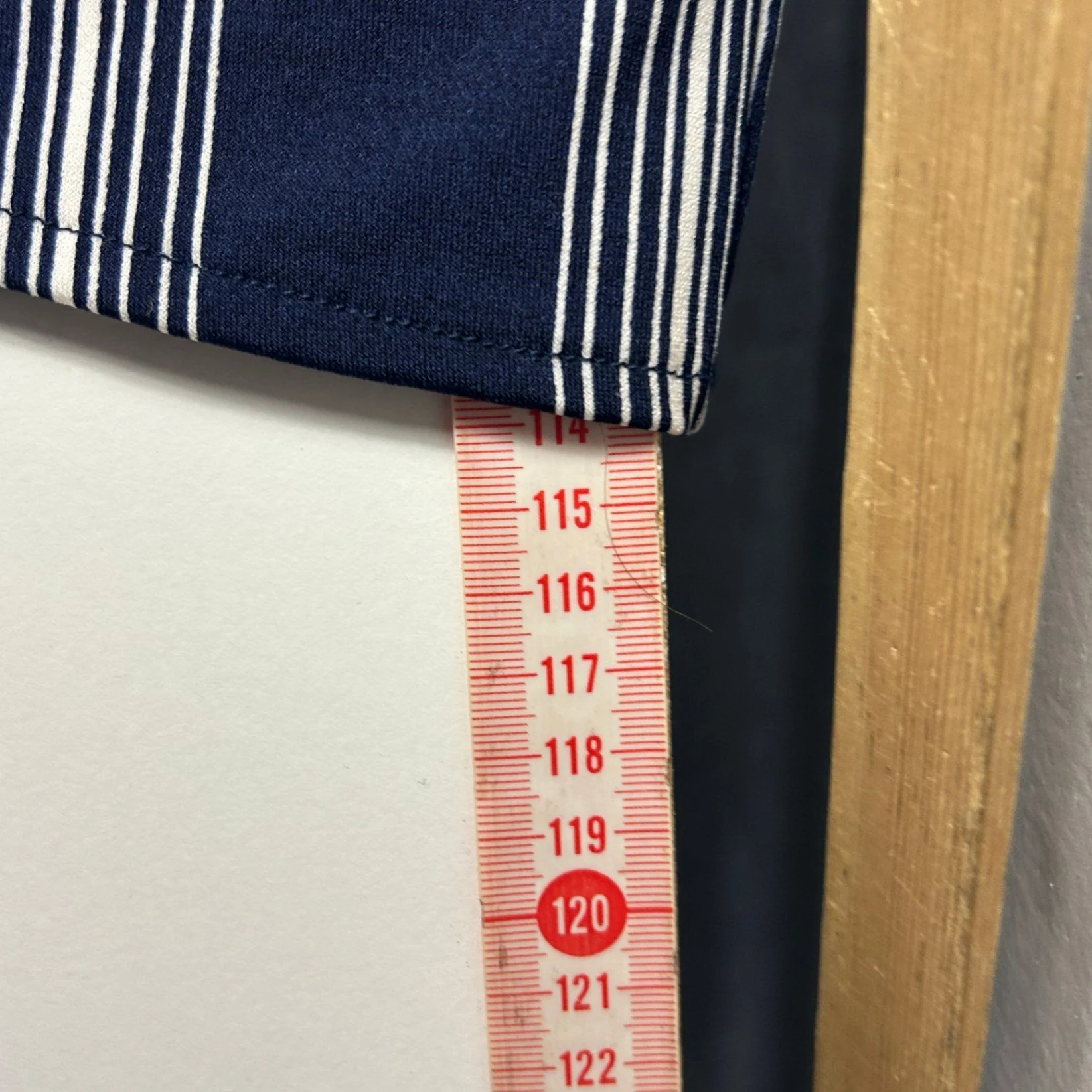 Autograph Navy Long Sleeve Sleeve Faux Wrap Striped Dress Size 14 - Image 7