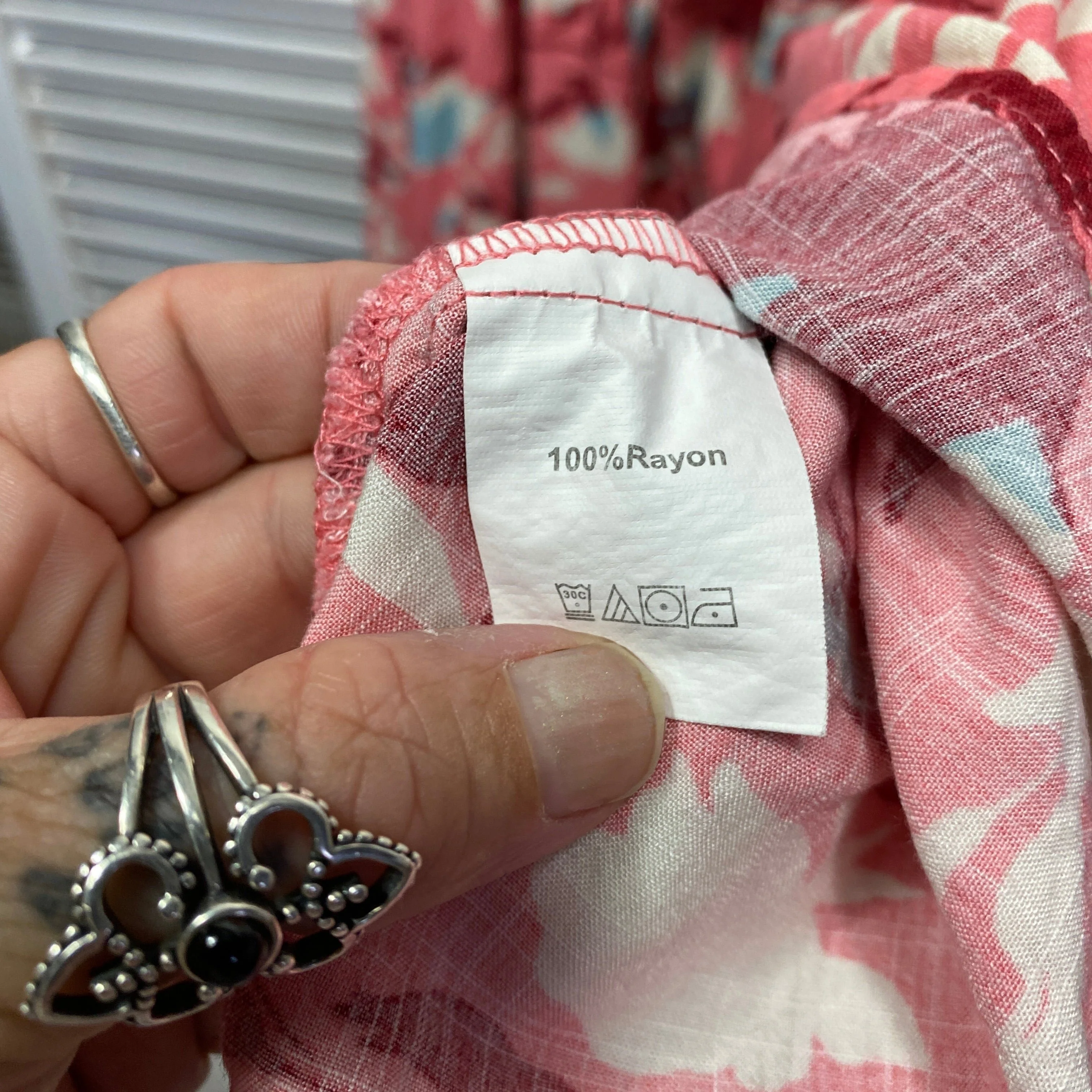 Ava & Mia Dress Size 14 Sleeveless Pink Floral Rayon - Image 4