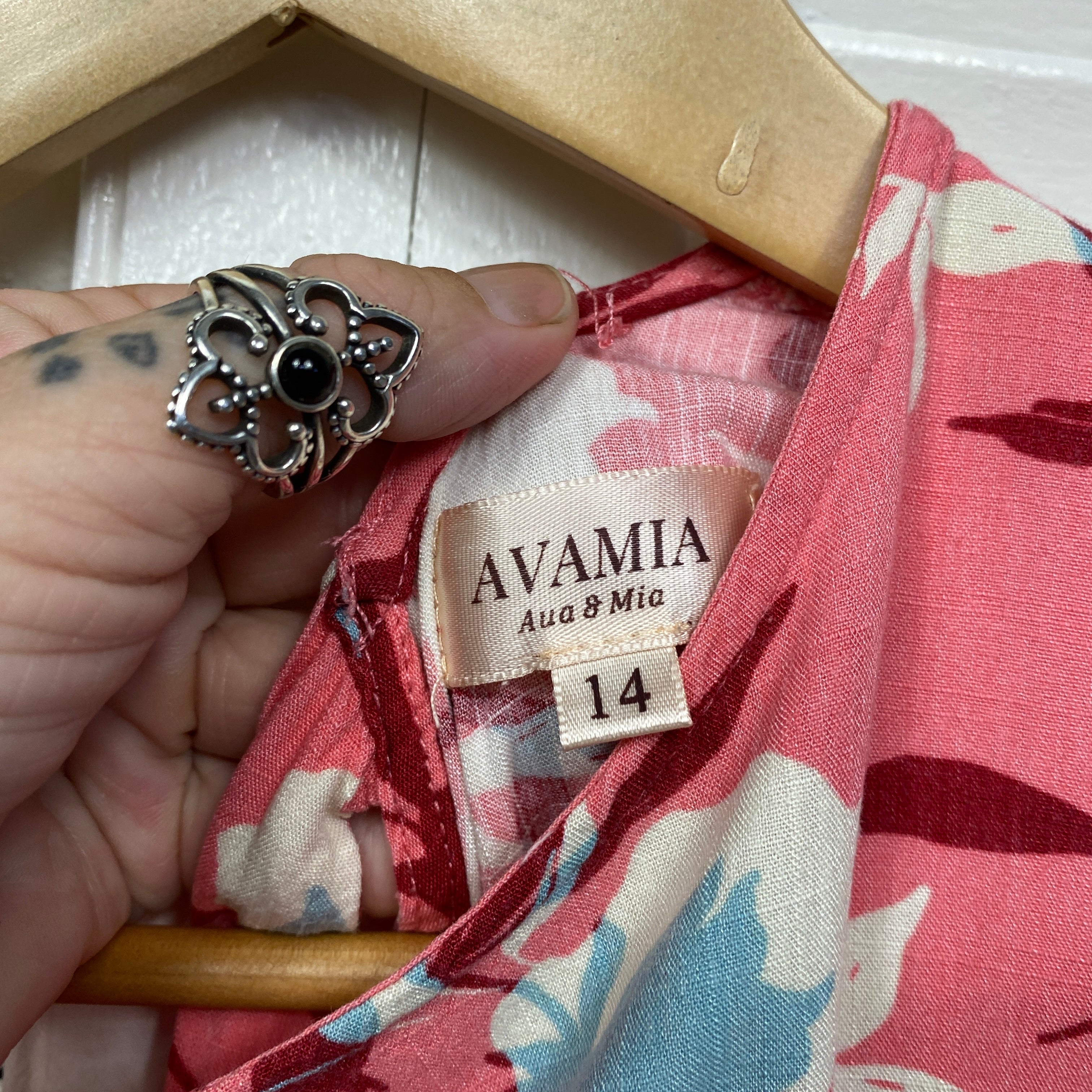 Ava & Mia Dress Size 14 Sleeveless Pink Floral Rayon - Image 5