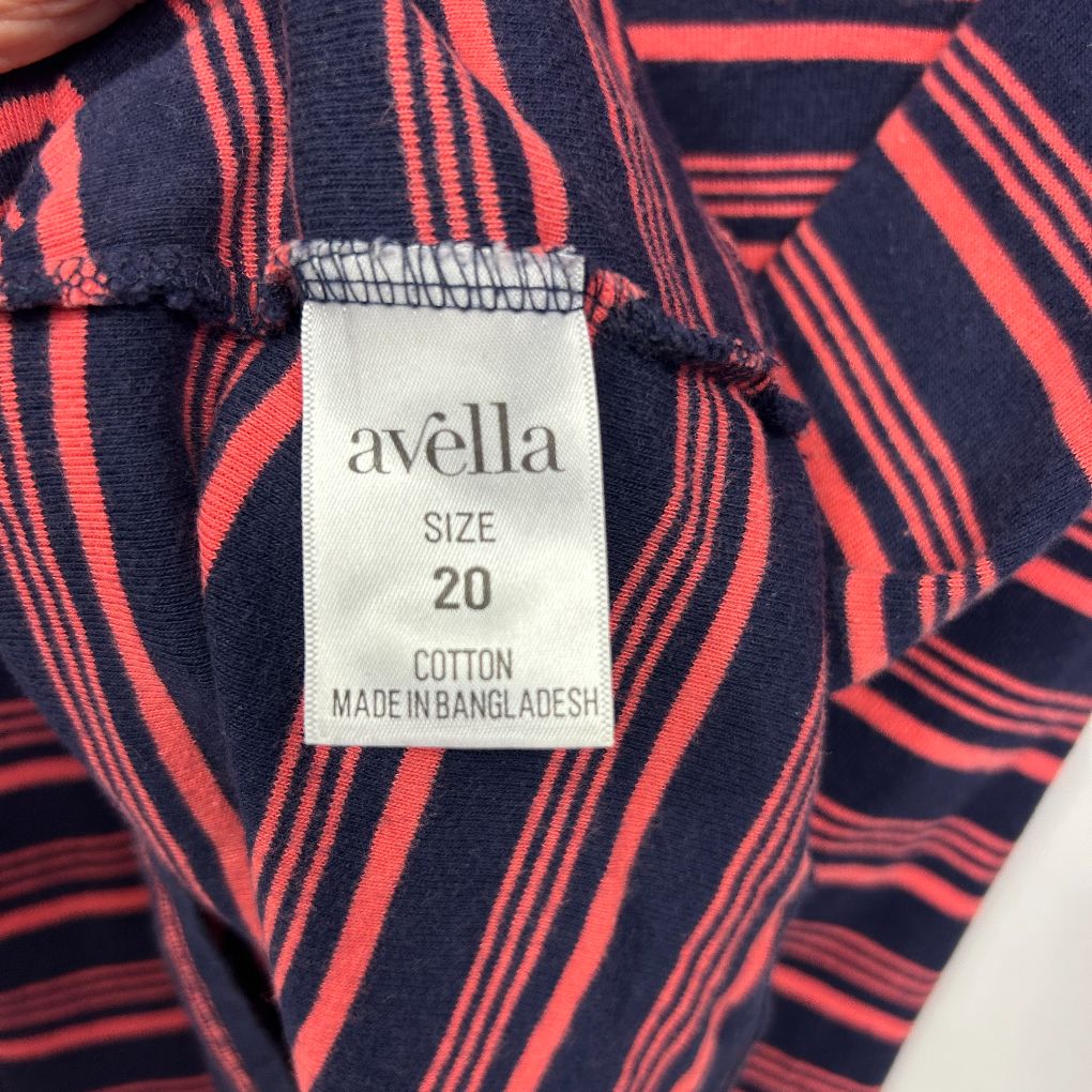Avella Navy Striped Cotton Top - Size 20 - Image 3