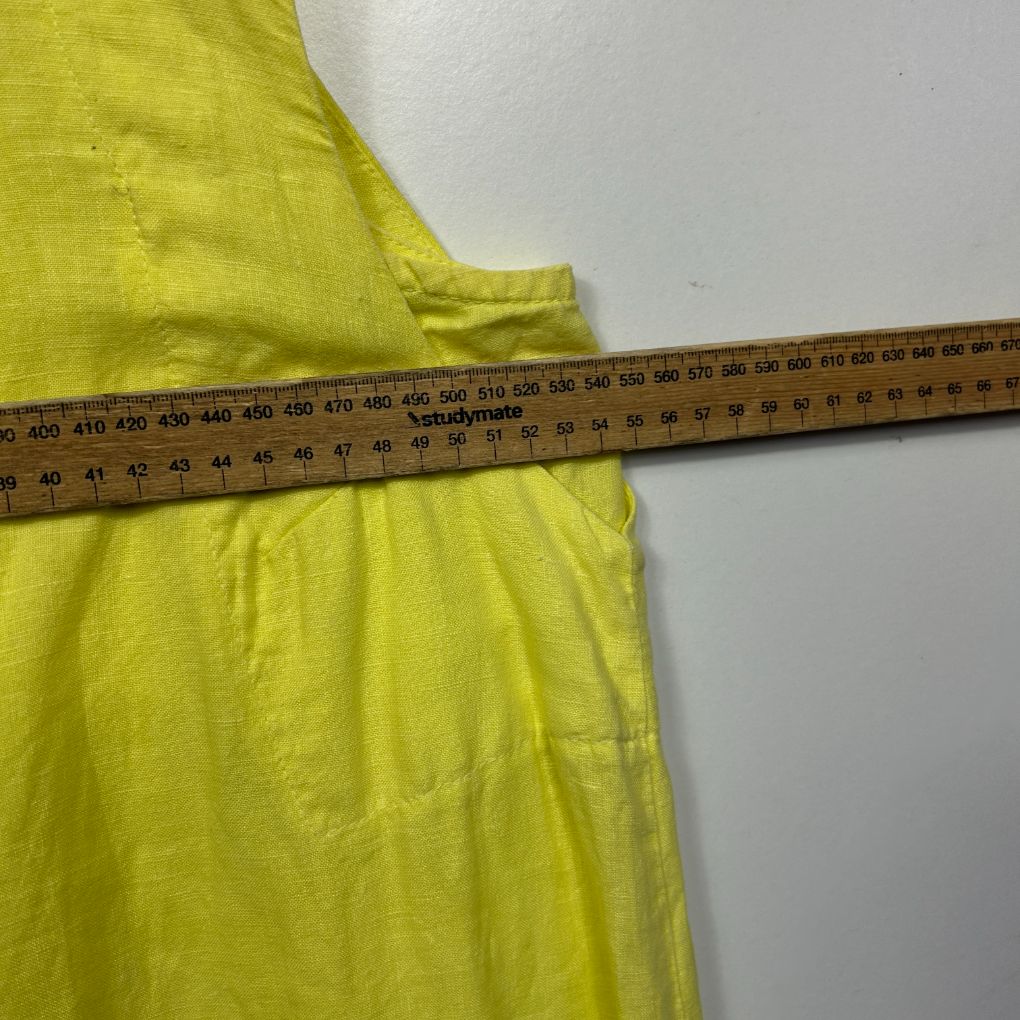 Banana Blue Yellow Linen Dress - Size L - Image 6