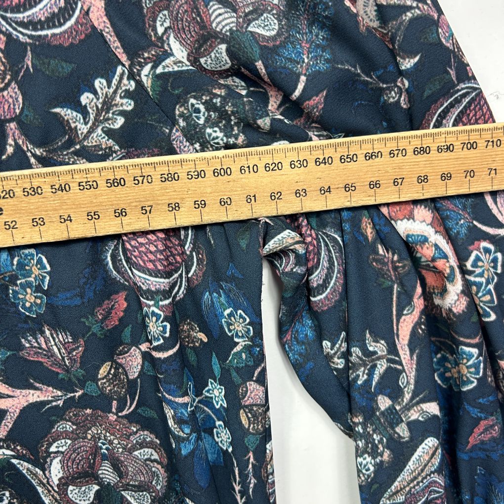 Basque Teal Floral Bell Sleeve Blouse - Size 16 - Image 5