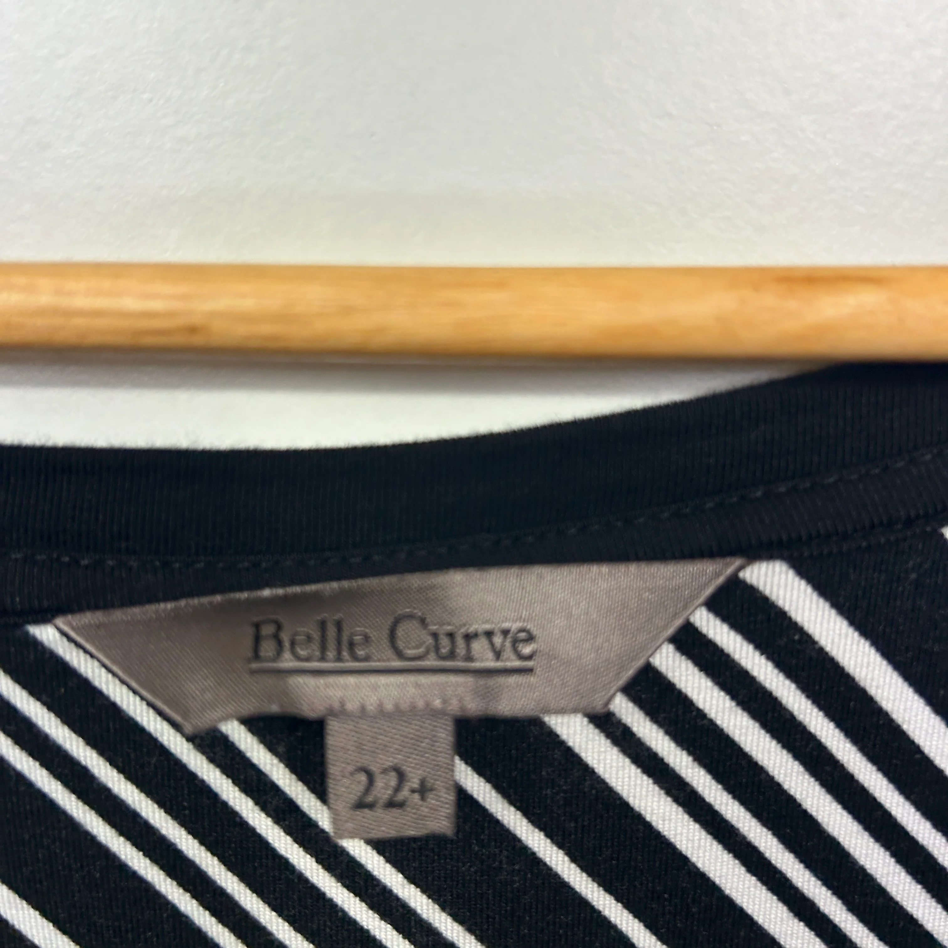 Bella Curve Black and White Striped Top - Size 22 - Image 2