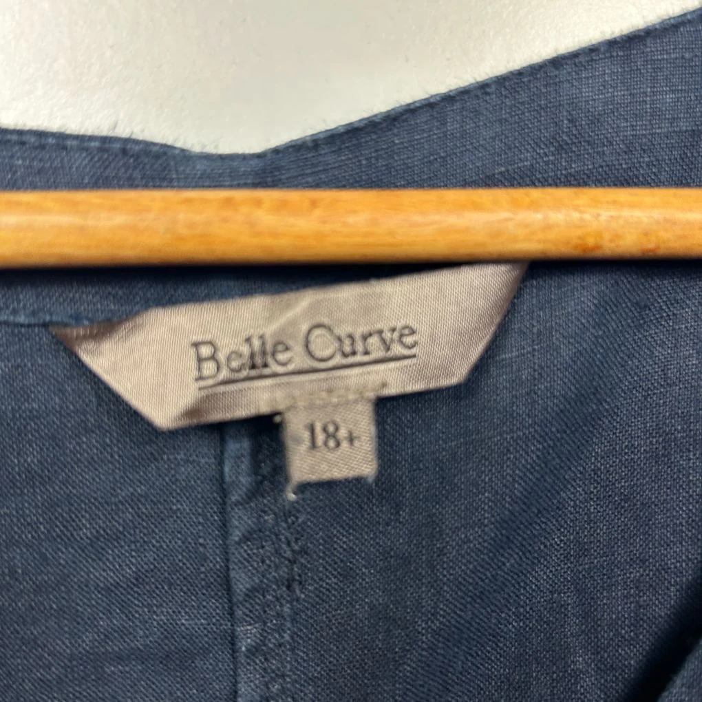 Belle Curve Navy Linen Dress - Size 18 - Image 4