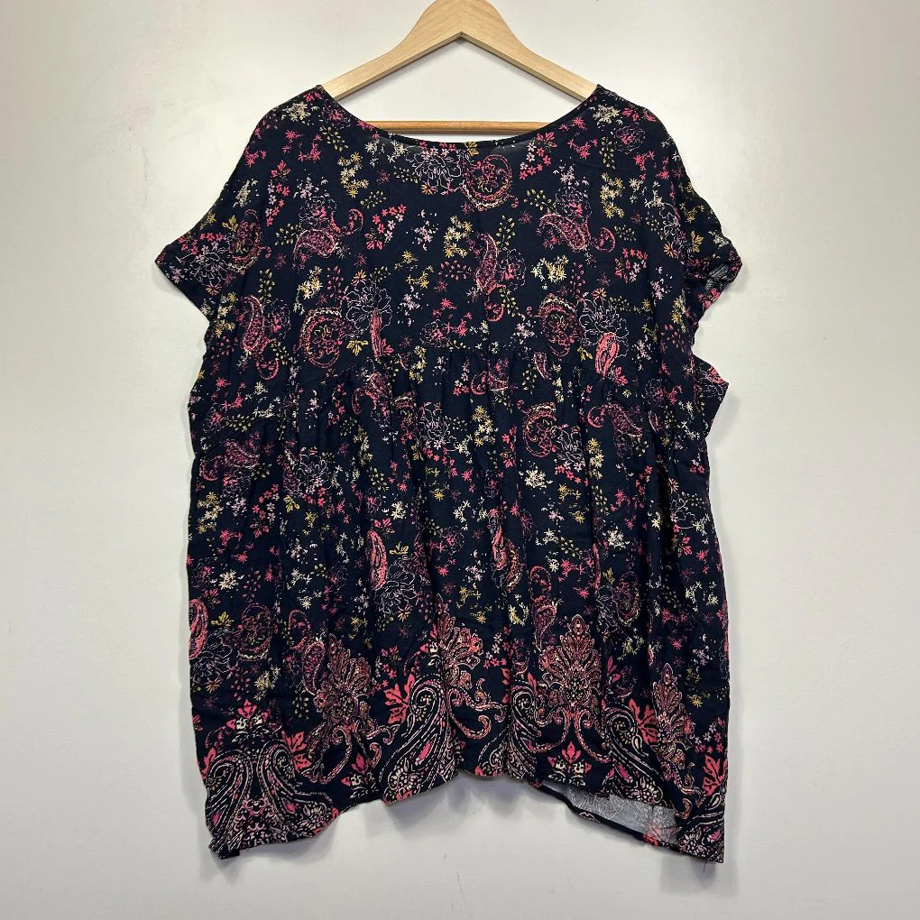 beme Navy Floral Paisley Top - Size 16 - Image 5