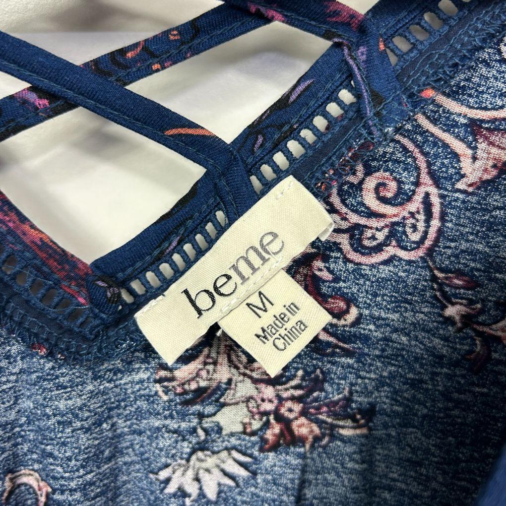 Beme Navy Floral Ruffle Top - Size 18/M - Image 3