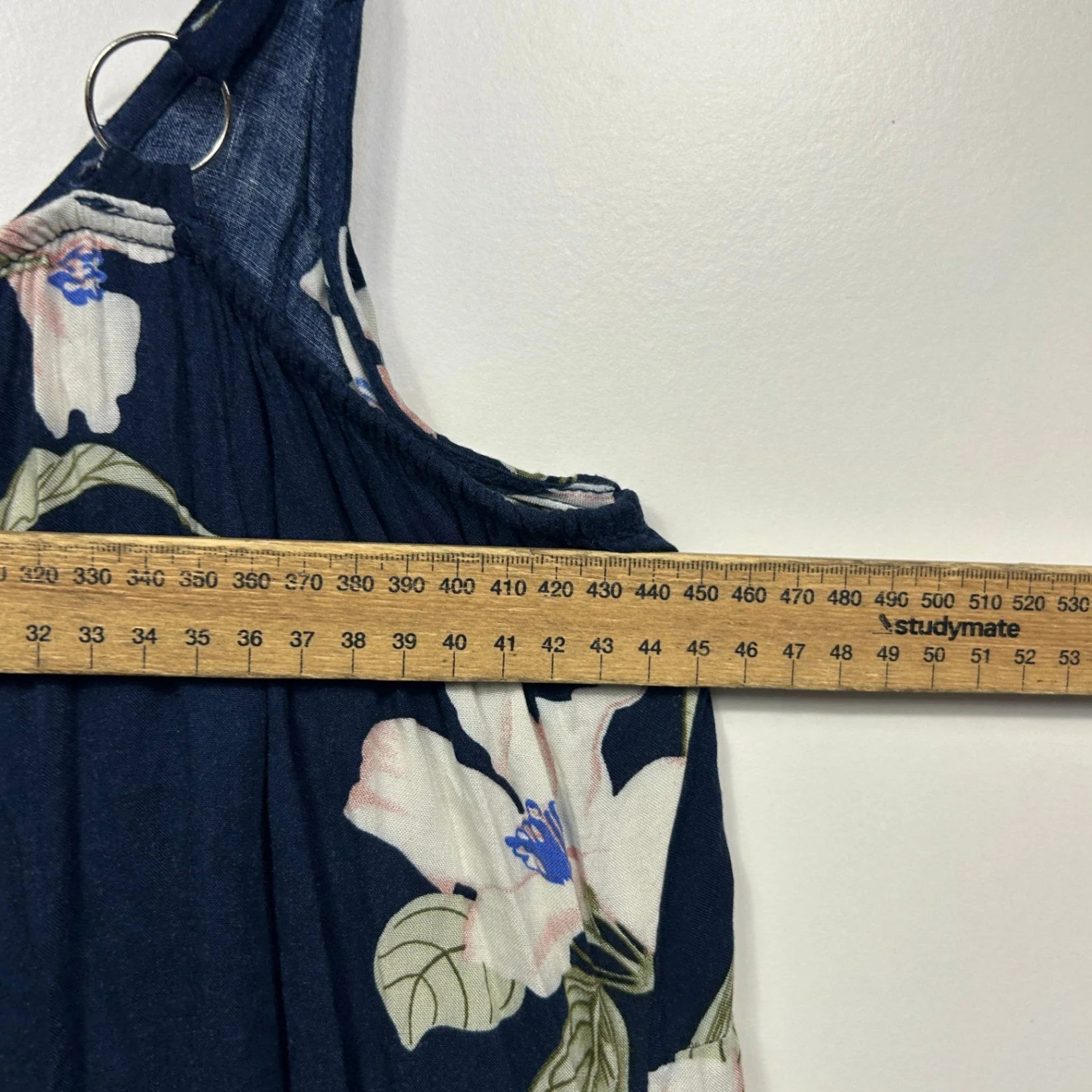 Beme Womens Navy Blue Floral Sleeveless Dress Size 16 - Image 5