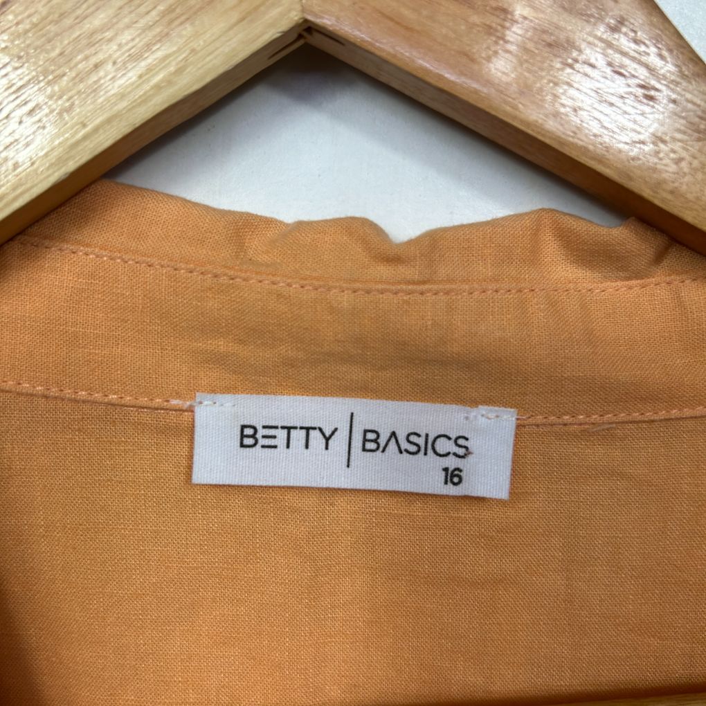 Betty Basics Orange Linen Shirt - Size 16 - Image 2