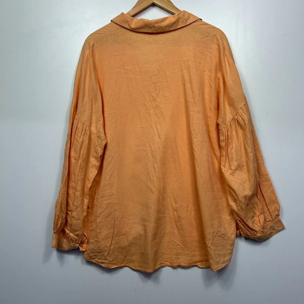 Betty Basics Orange Linen Shirt - Size 16 - Image 5