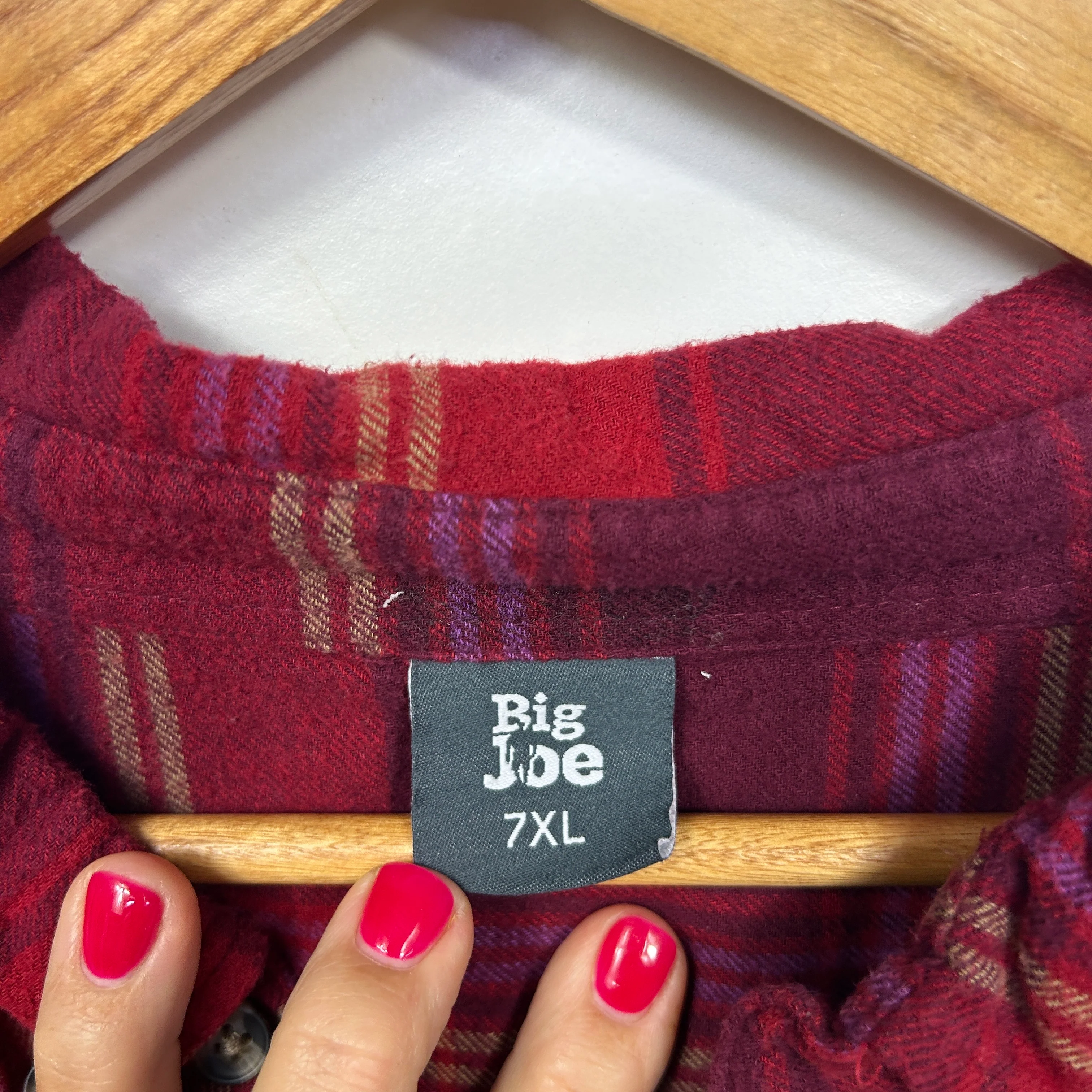 Big Joe Red Plaid Long Sleeve Shirt - Size 7XL - Image 3
