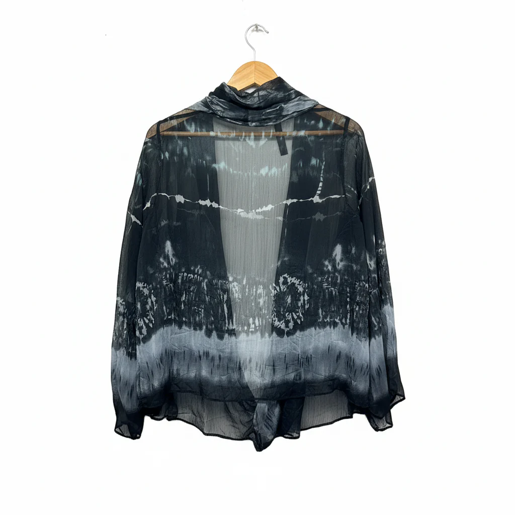 Taking Shape Black and Grey Abstract Print Sheer Top Kimono - Size 18 - Image 2