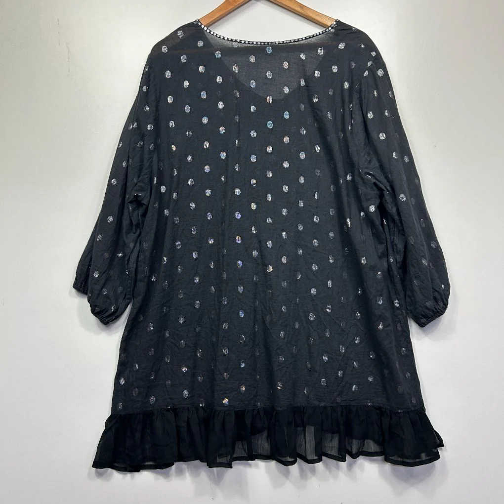 Black Cotton Polka Dot Tunic Top - Size 18/20 - Image 2