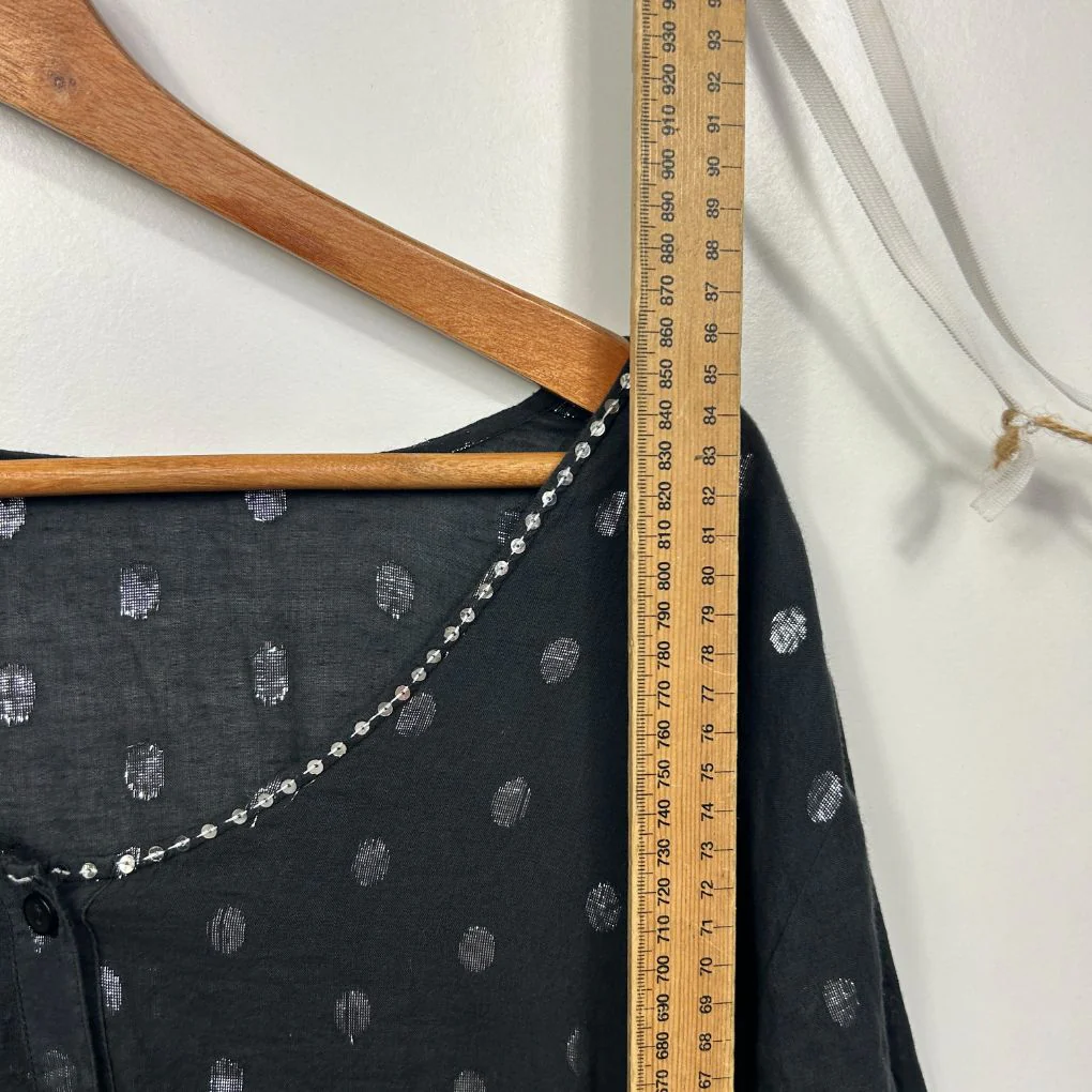 Black Cotton Polka Dot Tunic Top - Size 18/20 - Image 5