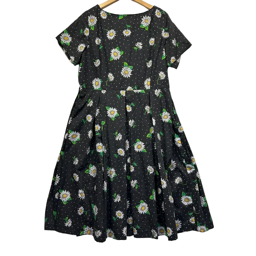 Handmade Black Daisy Floral Dress - Size 16/18 - Image 2
