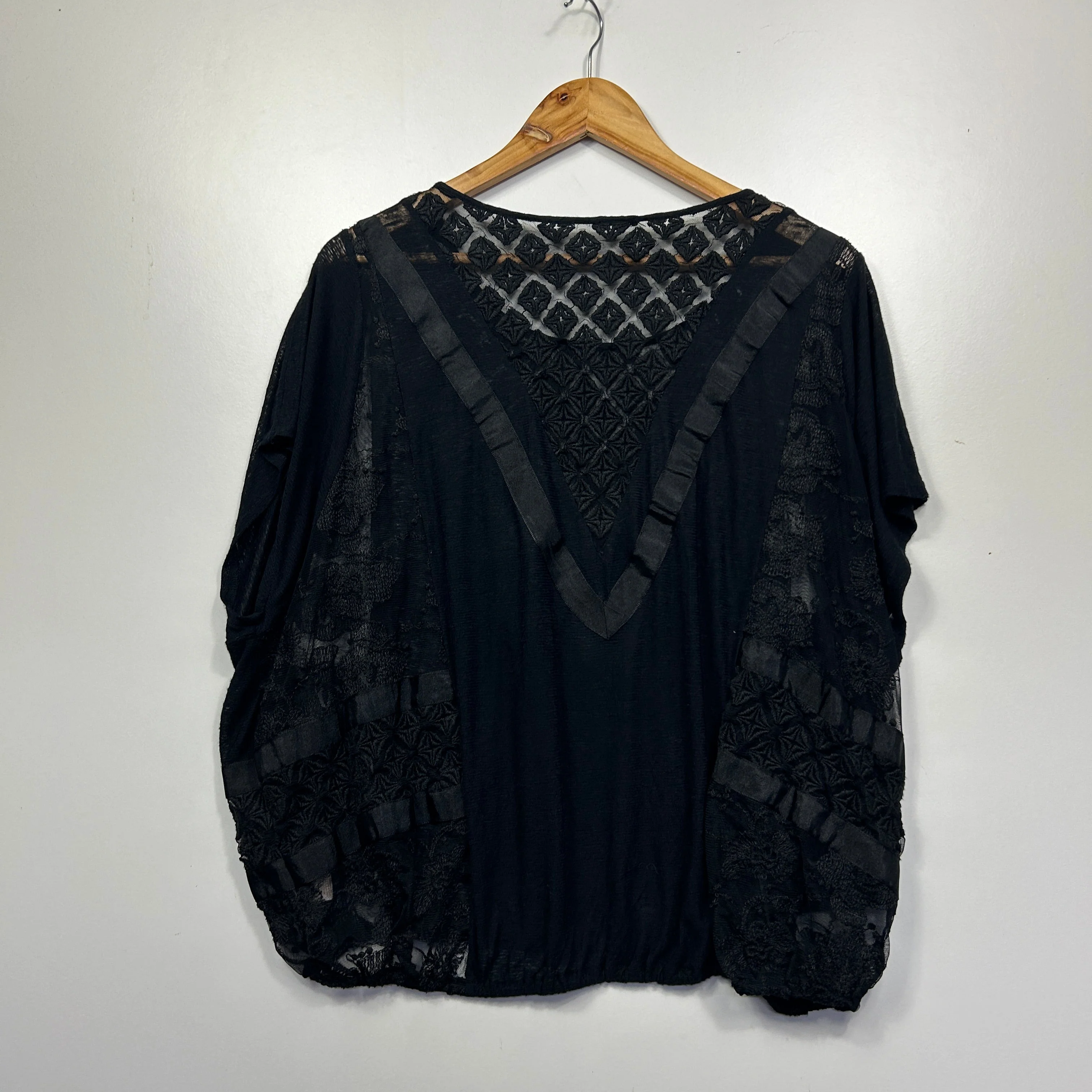 Black Lace Overlay Top - Size XL - Image 2