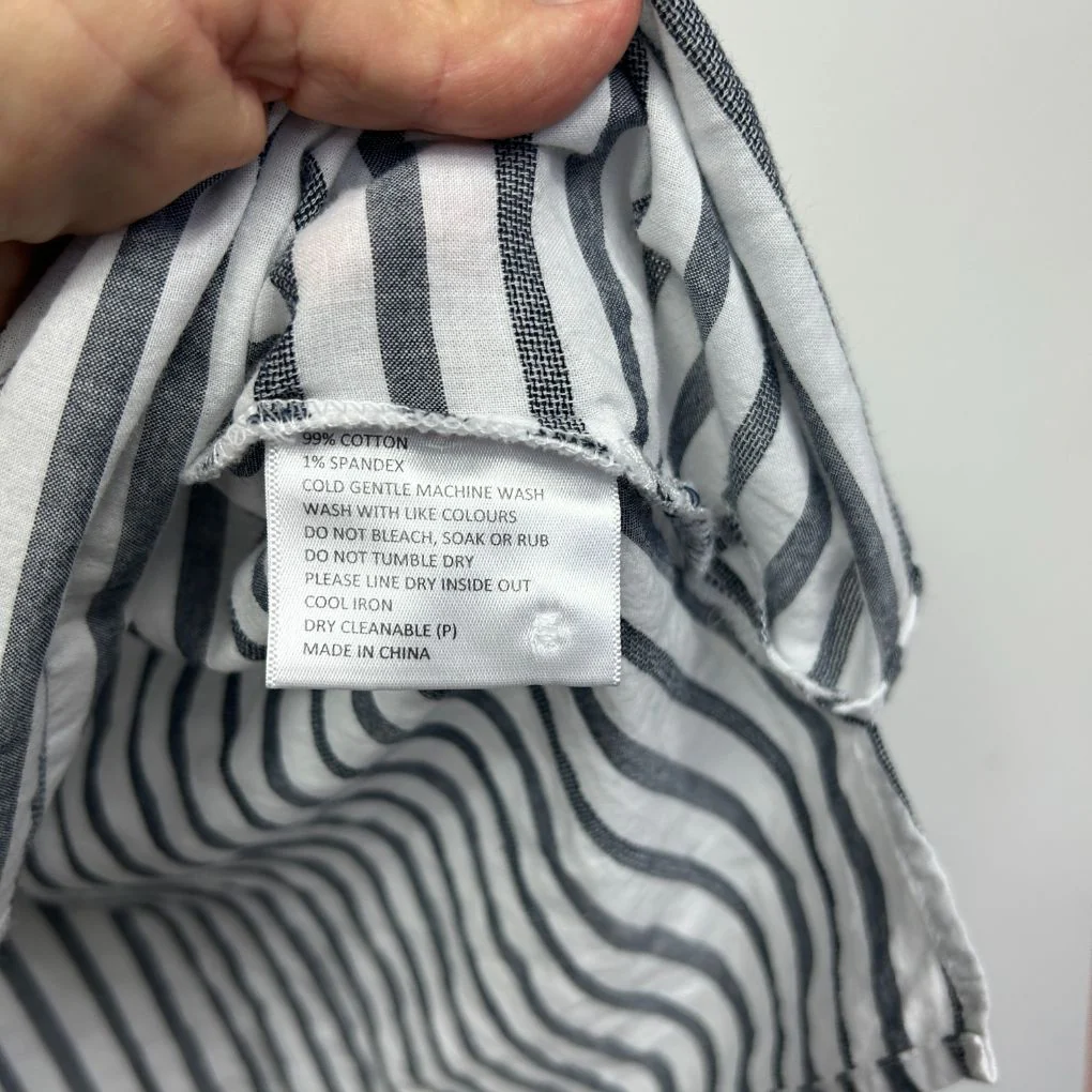 Black Pepper Grey Cotton Stripe Top - Size 16 - Image 2
