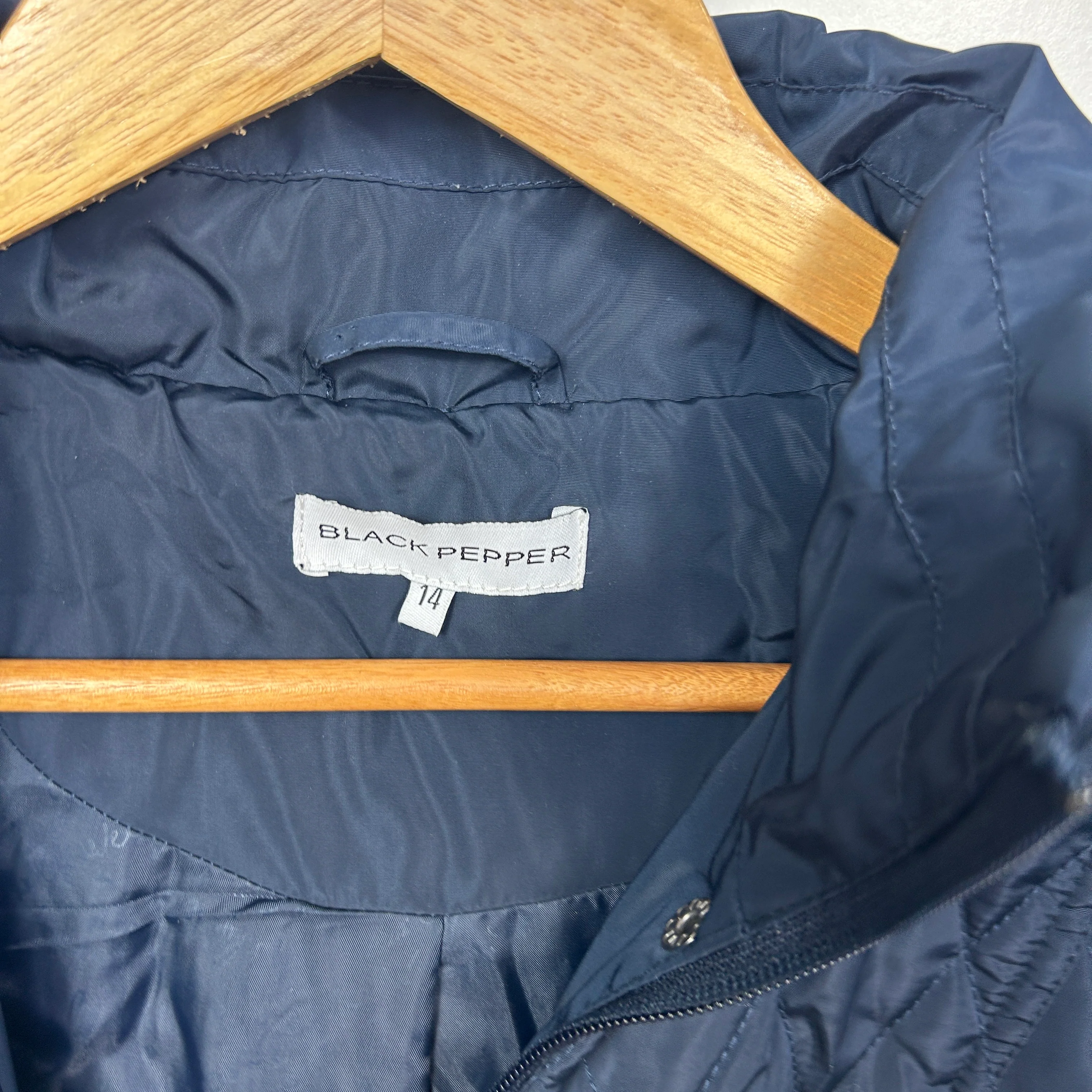 Black Pepper Navy Quilted Jacket - Size 14 - Image 2