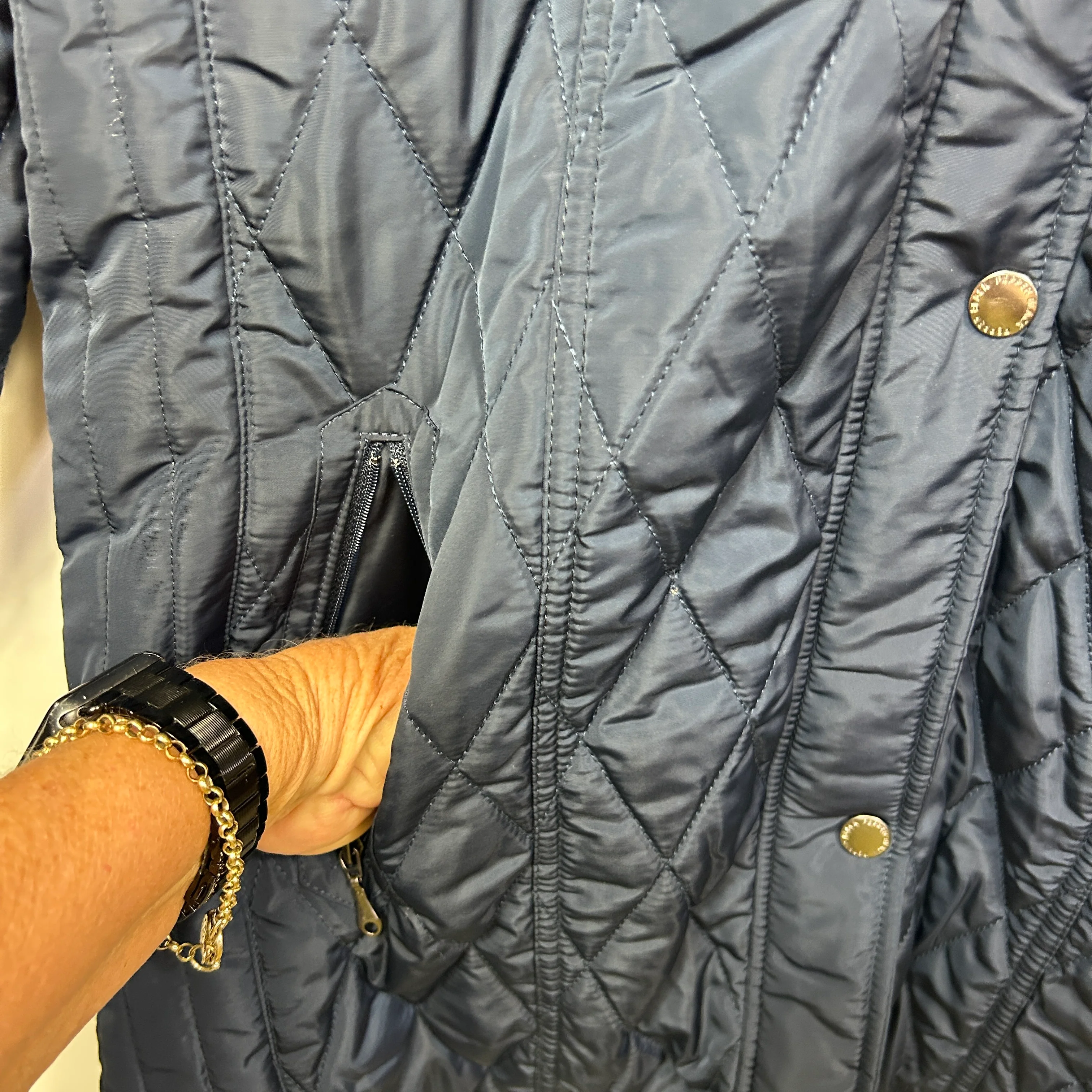 Black Pepper Navy Quilted Jacket - Size 14 - Image 6