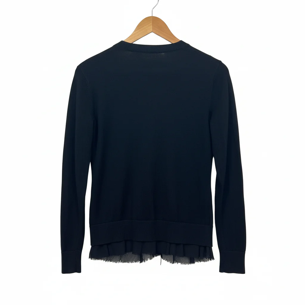 Jane Lamerton Wool Cashmere Black Cardigan Top - Size 14 - Image 2
