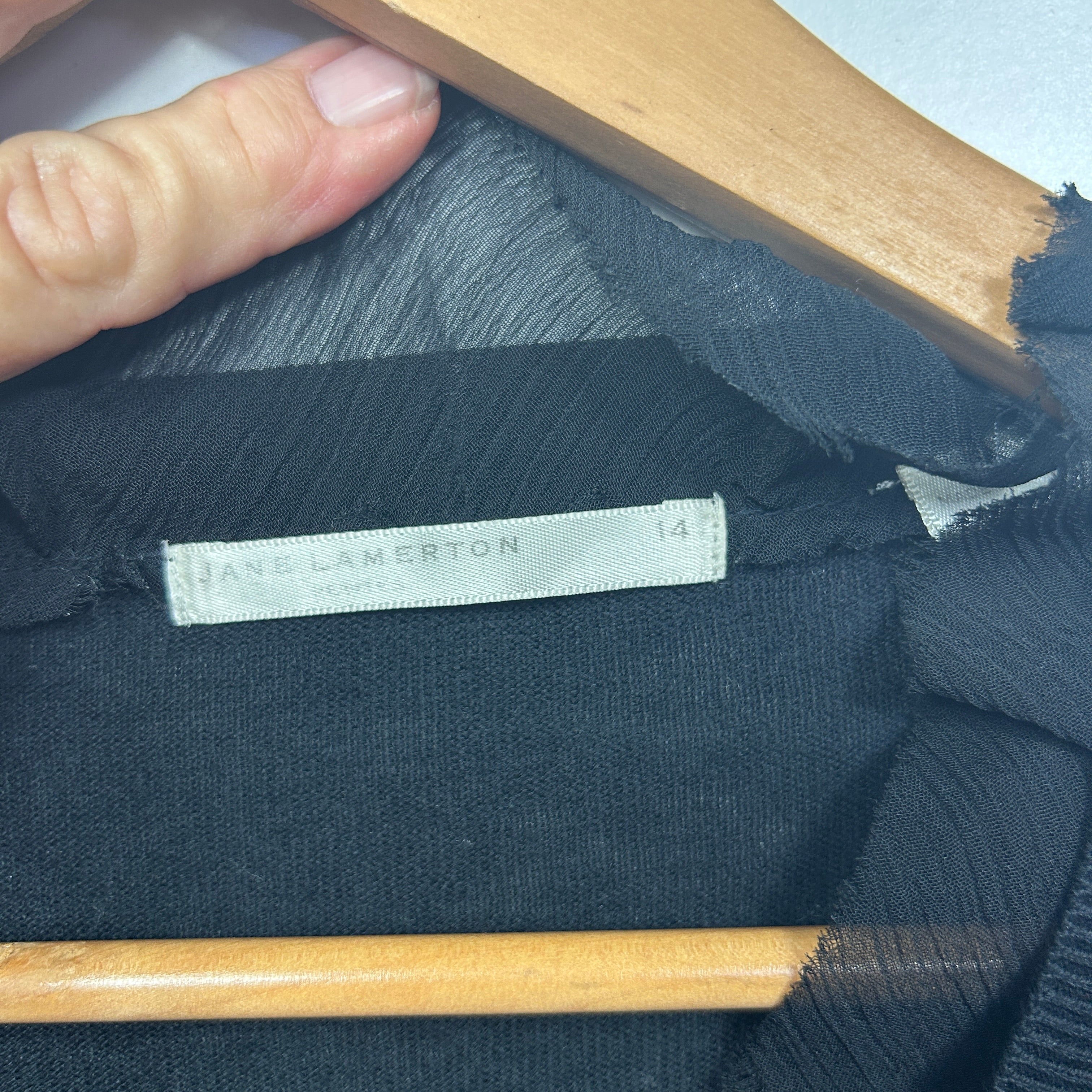 Jane Lamerton Wool Cashmere Black Cardigan Top - Size 14 - Image 3