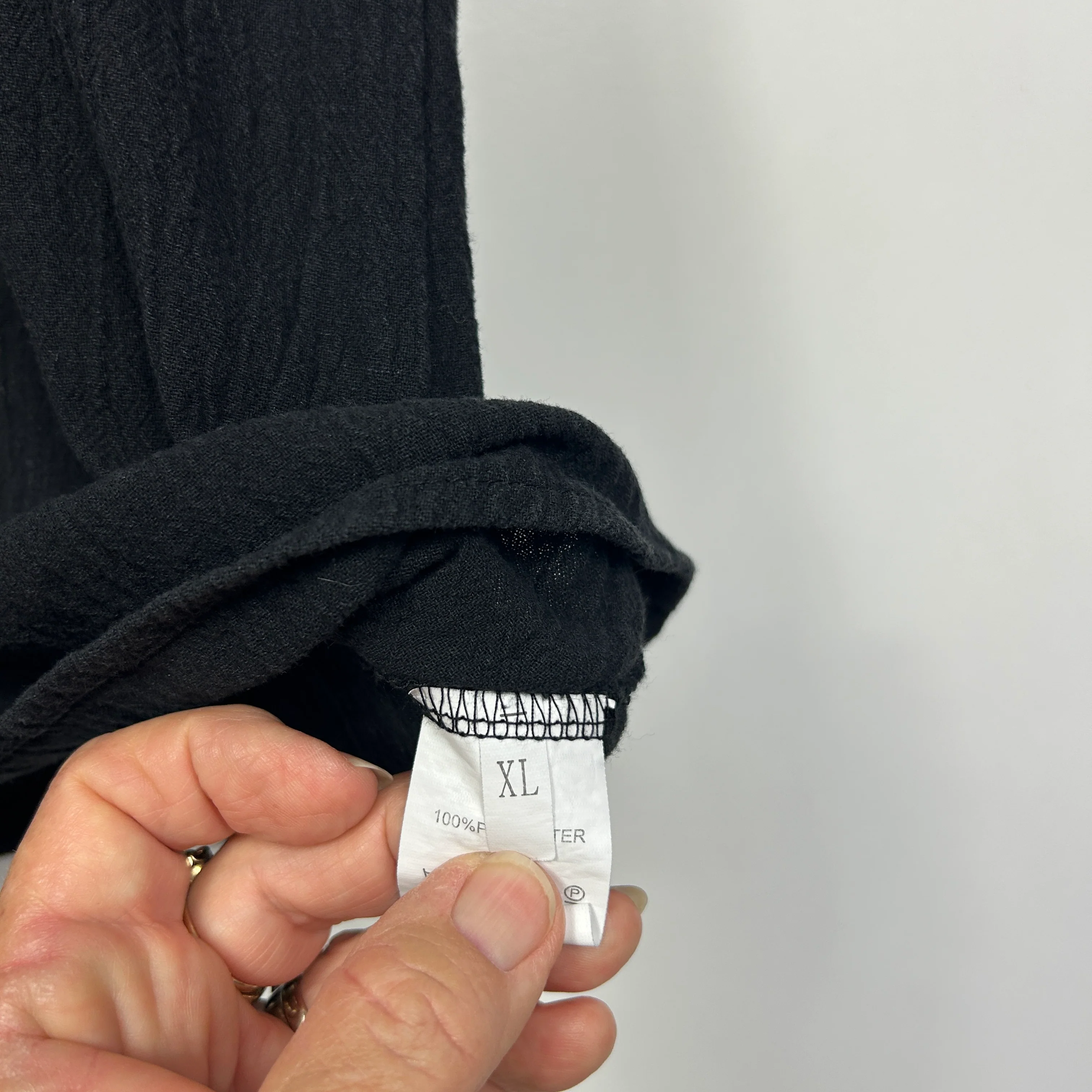 Black Textured Short Sleeve Top - Size 12/14 - Image 2