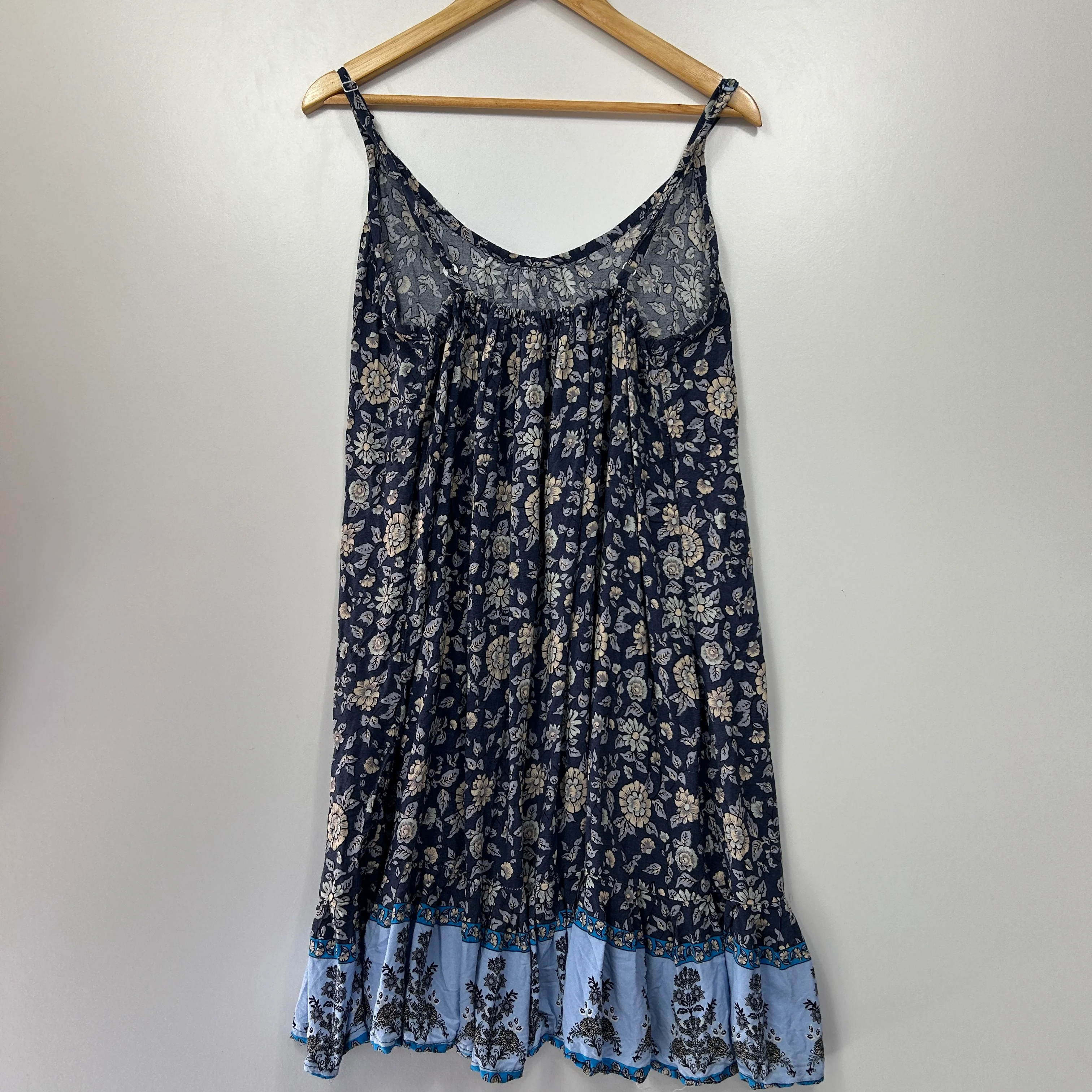 Boho Navy & Blue Floral Print Slip Dress - One Size - Image 5