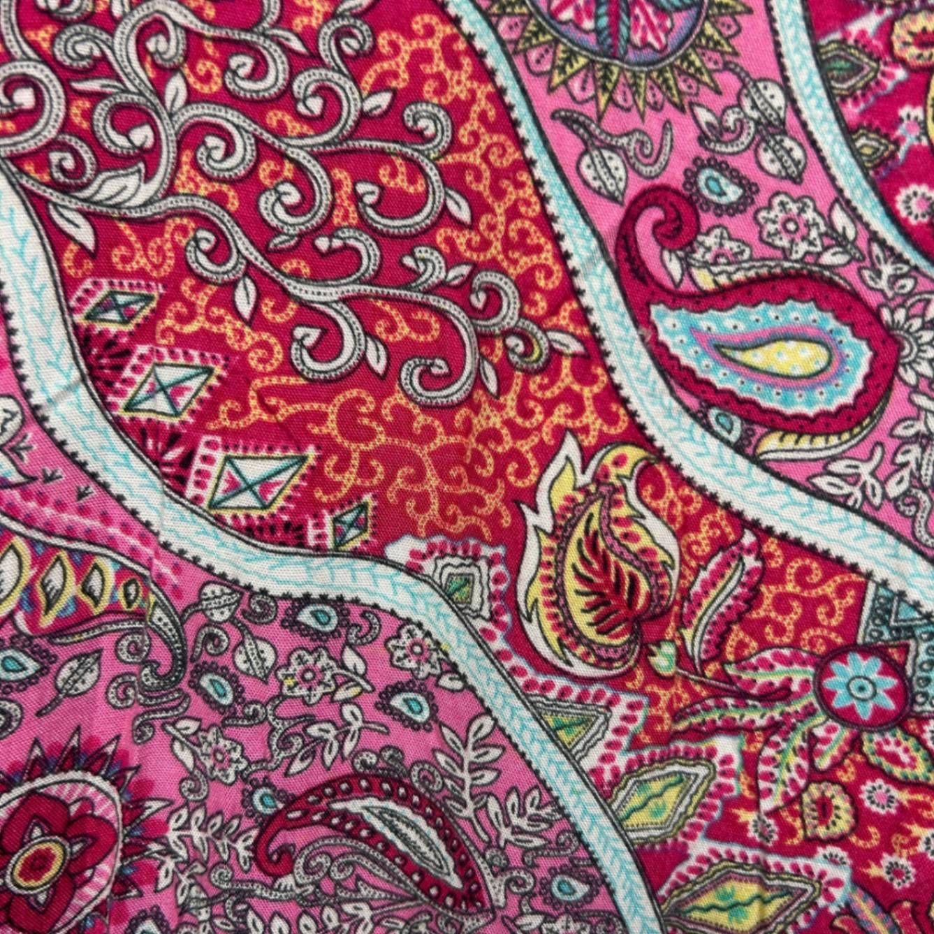 Boho Paisley Print Cold Shoulder Sleeve Rayon Tunic Top 14 16 - Image 3
