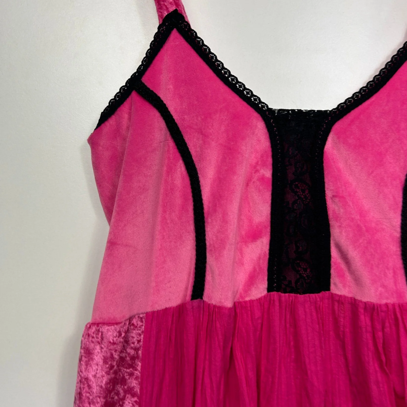 Boho Y2K Pink Velvet Panel Maxi Dress Size 16 - 18 Fairycore Whimsigoth Festival - Image 3