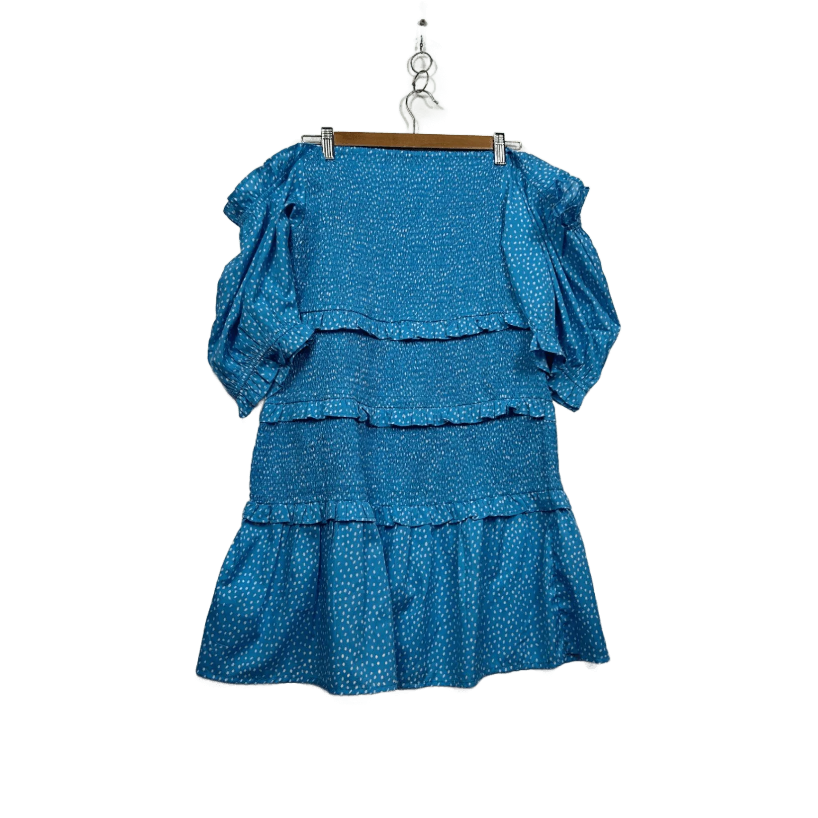 Boohoo  Blue Tiered Off the Shoulder Ruched Dress Size 18 - Image 2