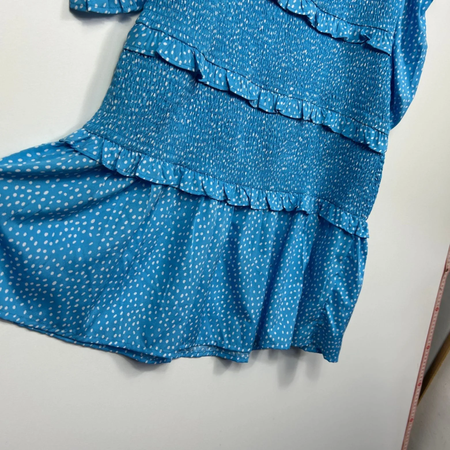 Boohoo  Blue Tiered Off the Shoulder Ruched Dress Size 18 - Image 7