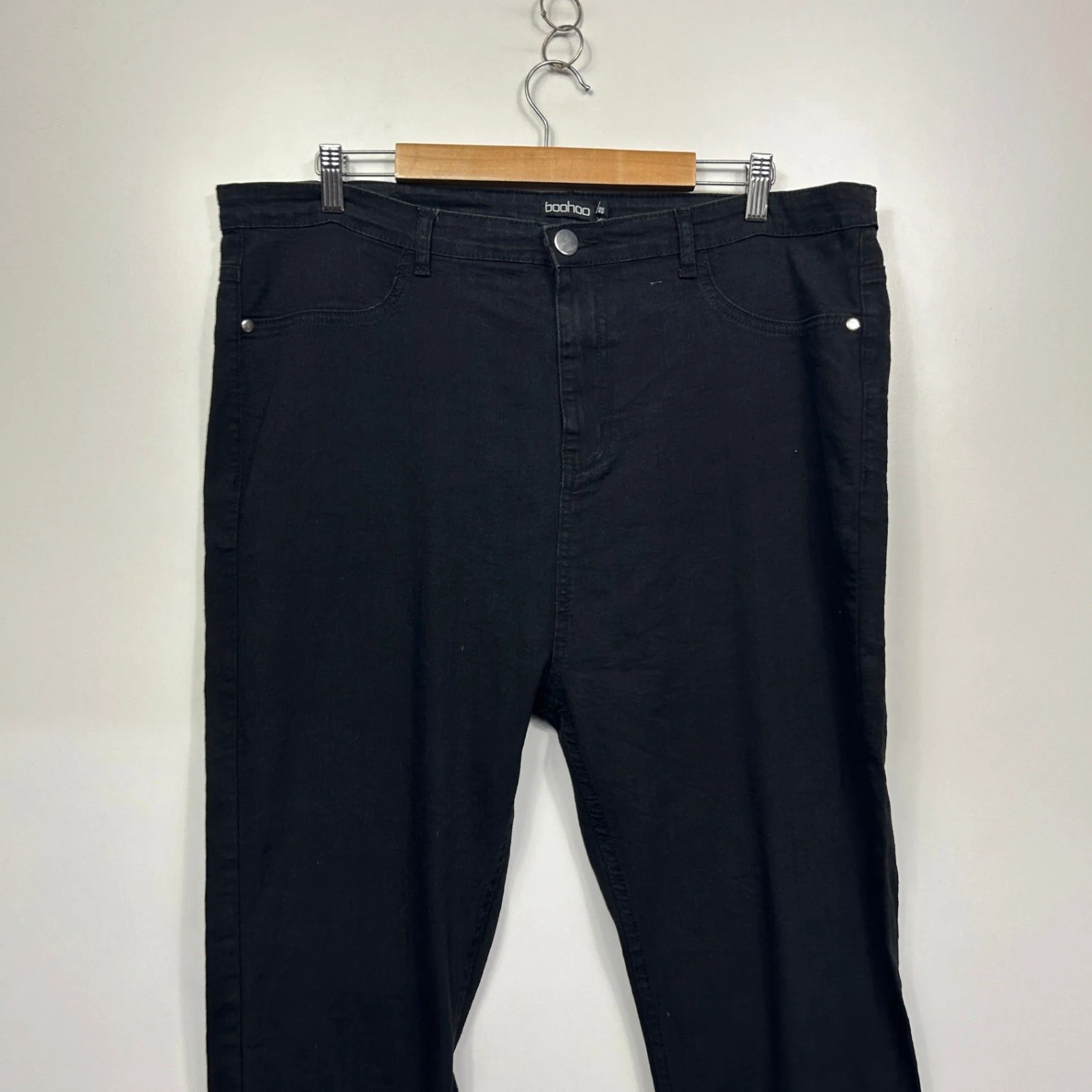 Boohoo Womens Black Skinny Jeans  22 Denim High Rise Zip Fly - Image 3