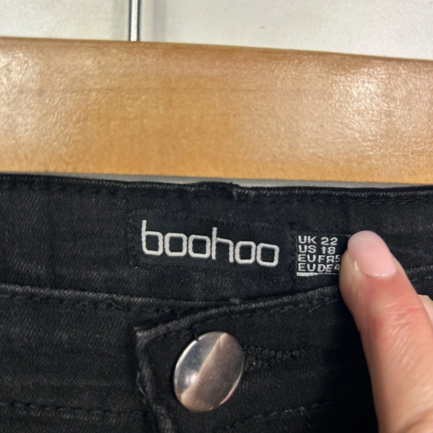 Boohoo Womens Black Skinny Jeans  22 Denim High Rise Zip Fly - Image 4