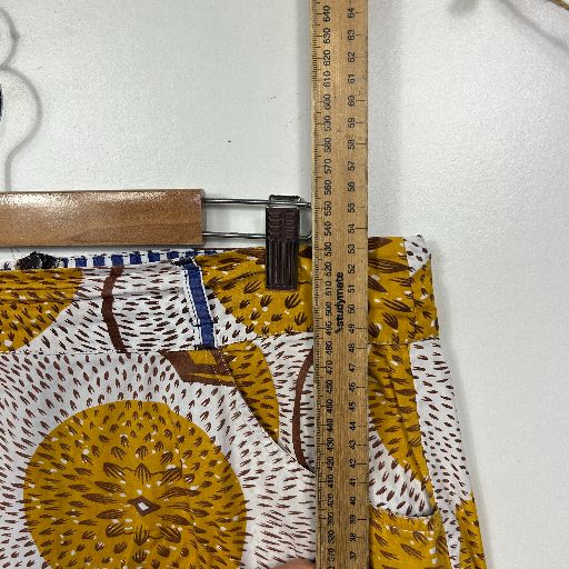 Boom Shankar Mustard African Print Cotton A-line Skirt - Size 12 - Image 6