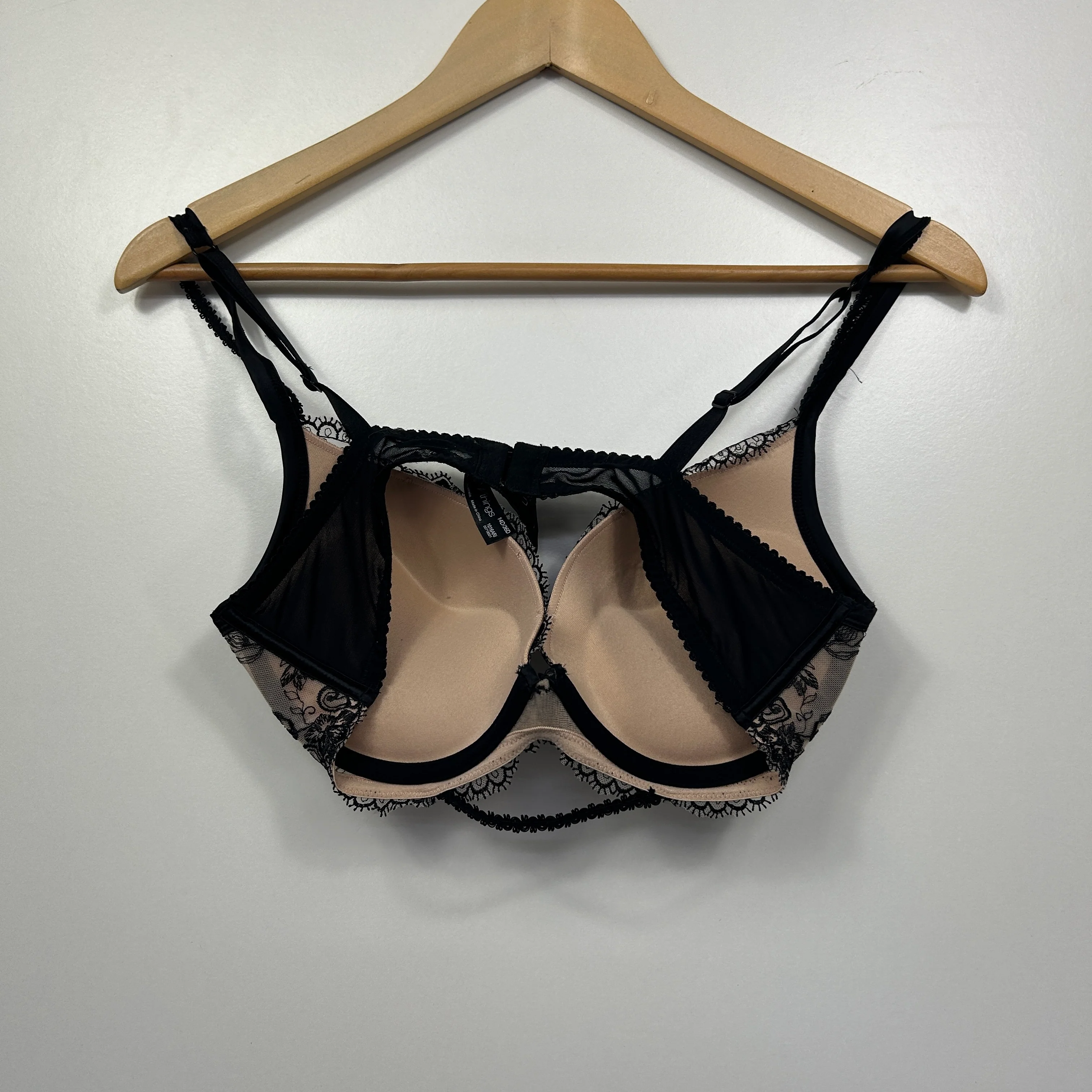 Bras N Things Black Nude Floral Lace Bra - Size 14D/36D - Image 5