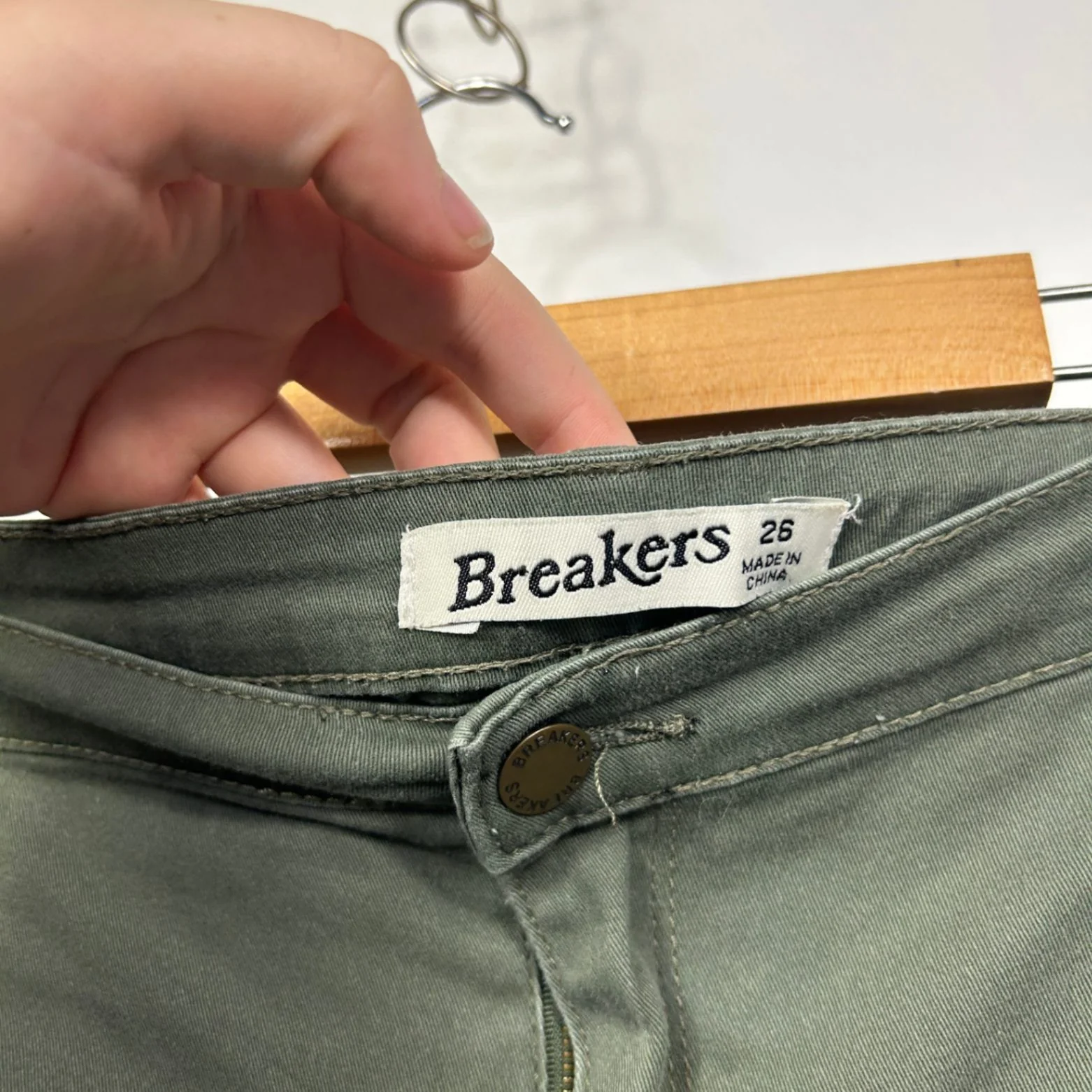 Breakers Womens Olive Green Cotton Bermuda Shorts Size 26 - Image 3