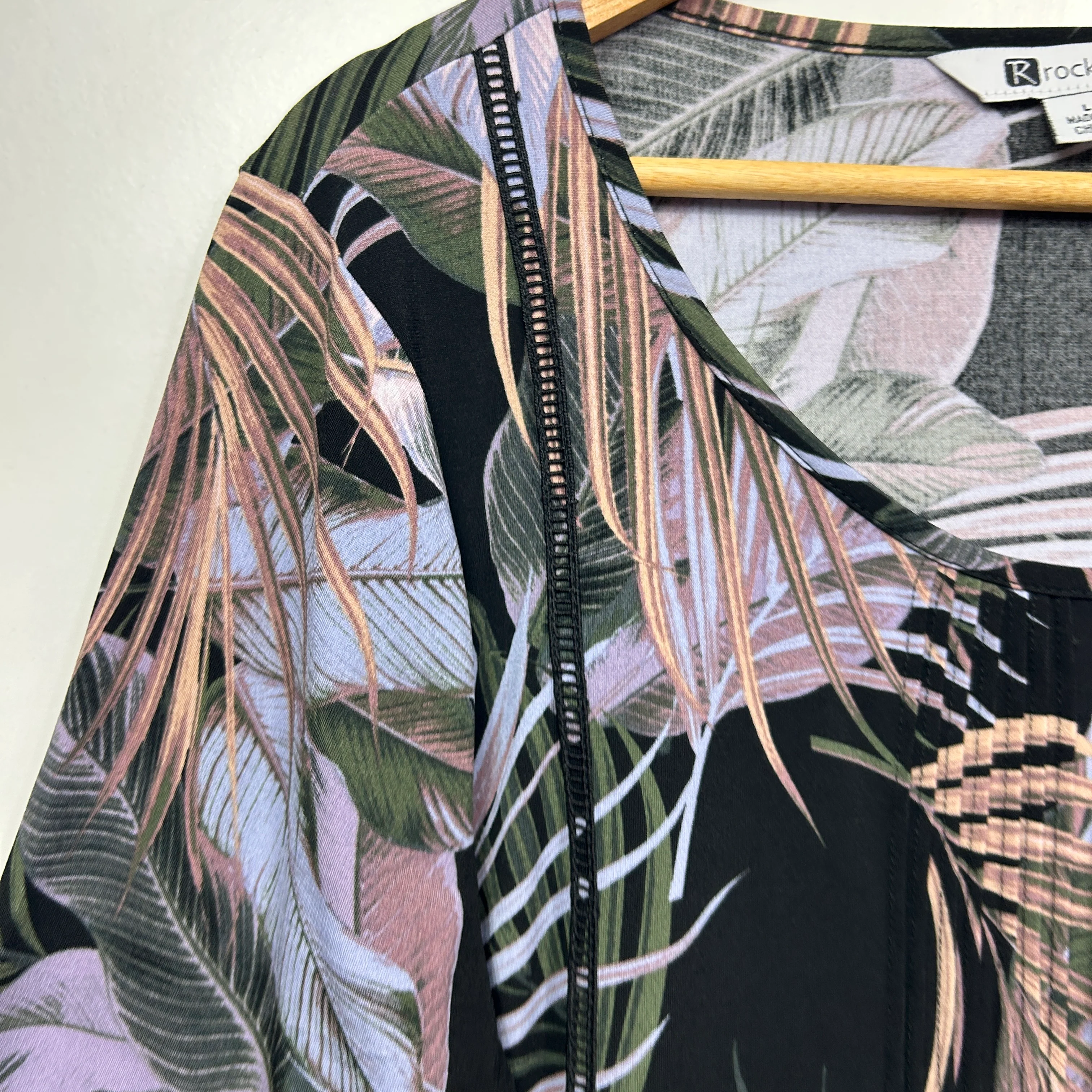 Rockmans Multicoloured Cotton Palm Print Top - Size L - Image 4