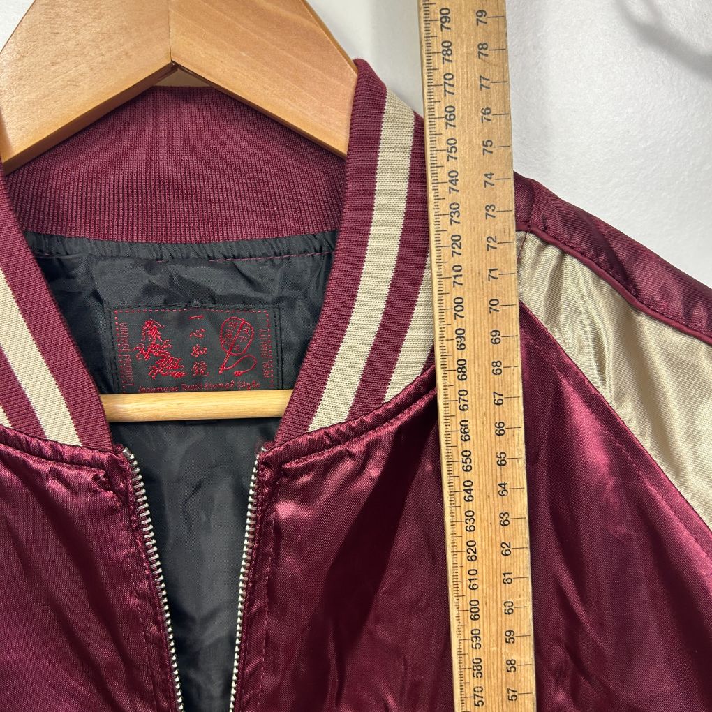 Vintage 90s Sukajan Japanese Streetwear Koi Fish Embroidery Satin Bomber Jacket 4L- Unisex Womens 20/ Mens 3XL - Image 7