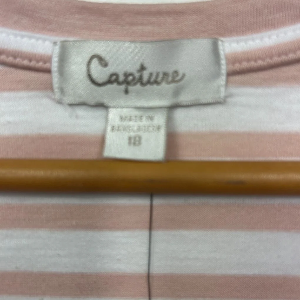 Capture Pink Cotton Stripe Sleeveless Top - Size 18 - Image 2